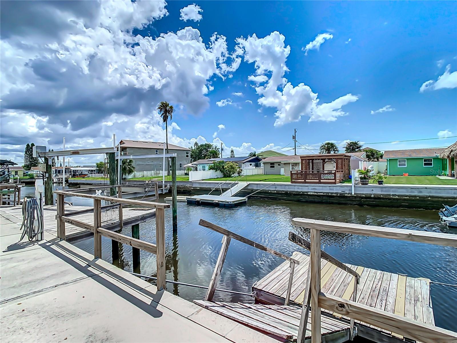 View of deck, Boatlift and floating dock