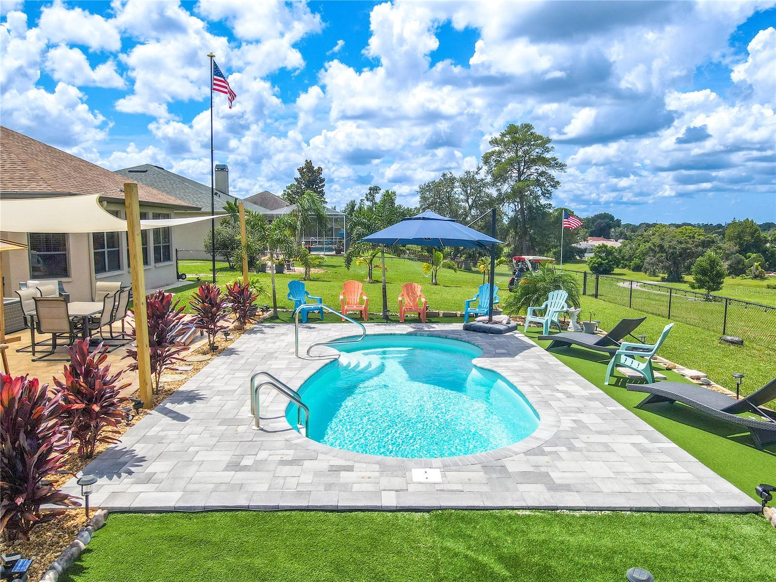 The salt water pool is ideal for rest and relaxation.