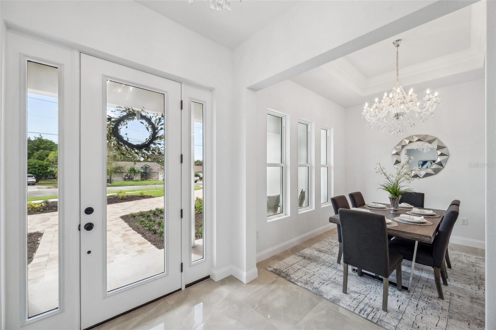 Upon entering, the Dining Room is to your left overlooking the Front Porch