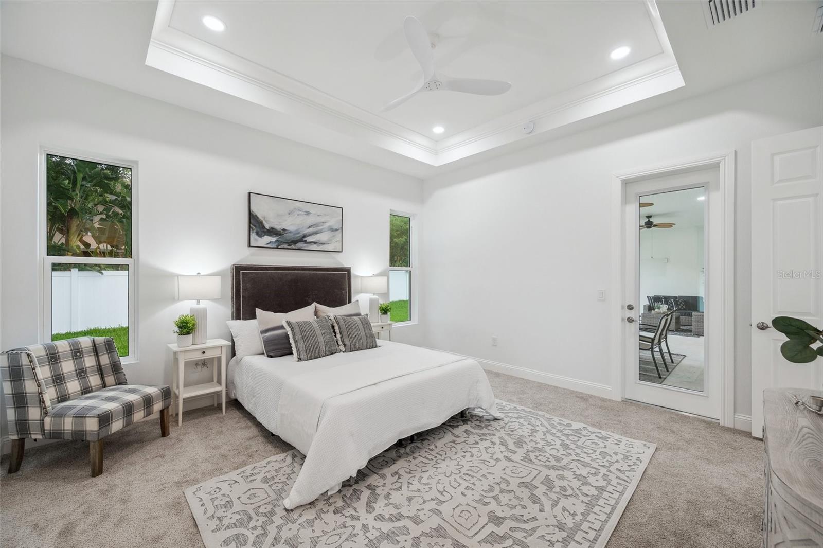 Primary Bedroom with Tray Ceilings