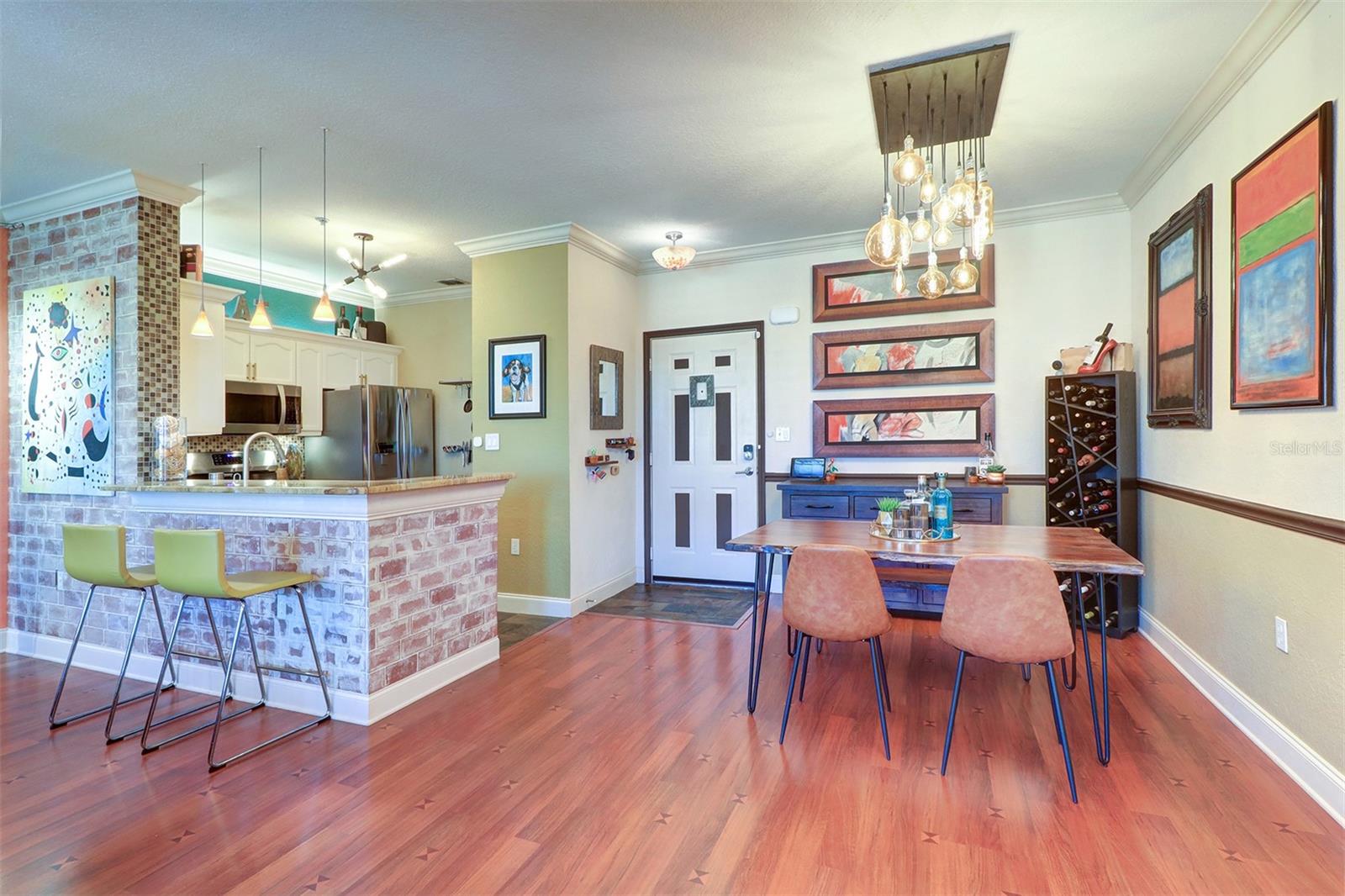 View of dining and kitchen area from the living room