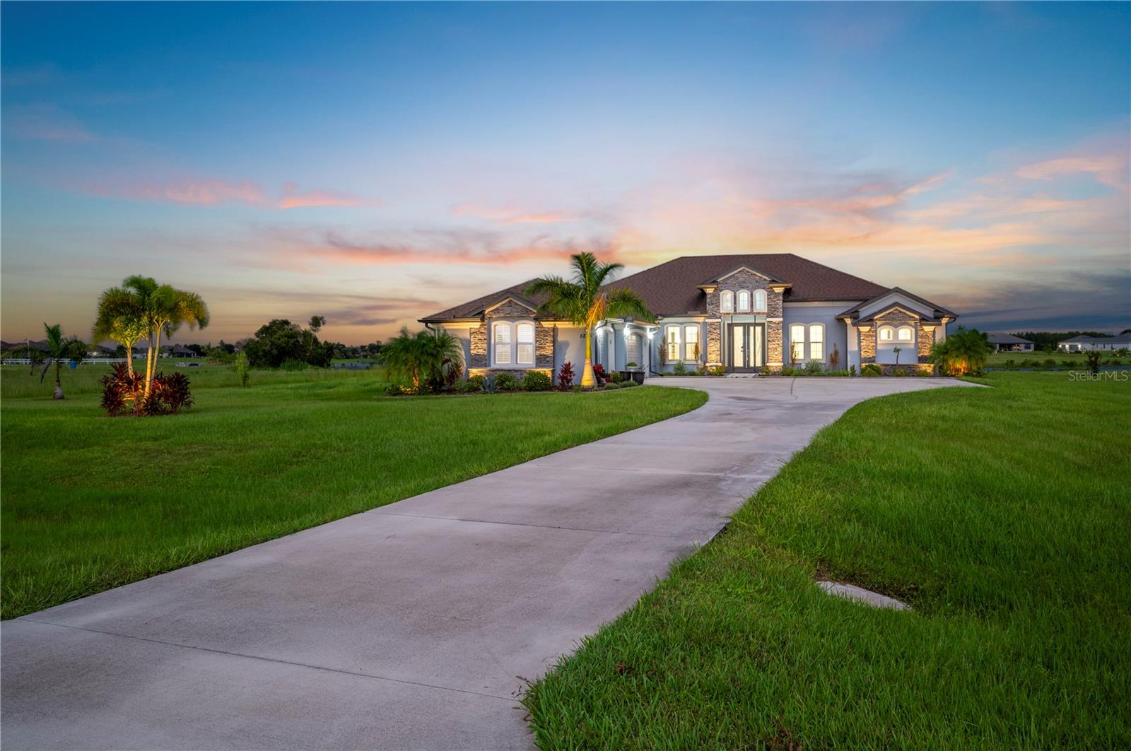 Front of home at sunset