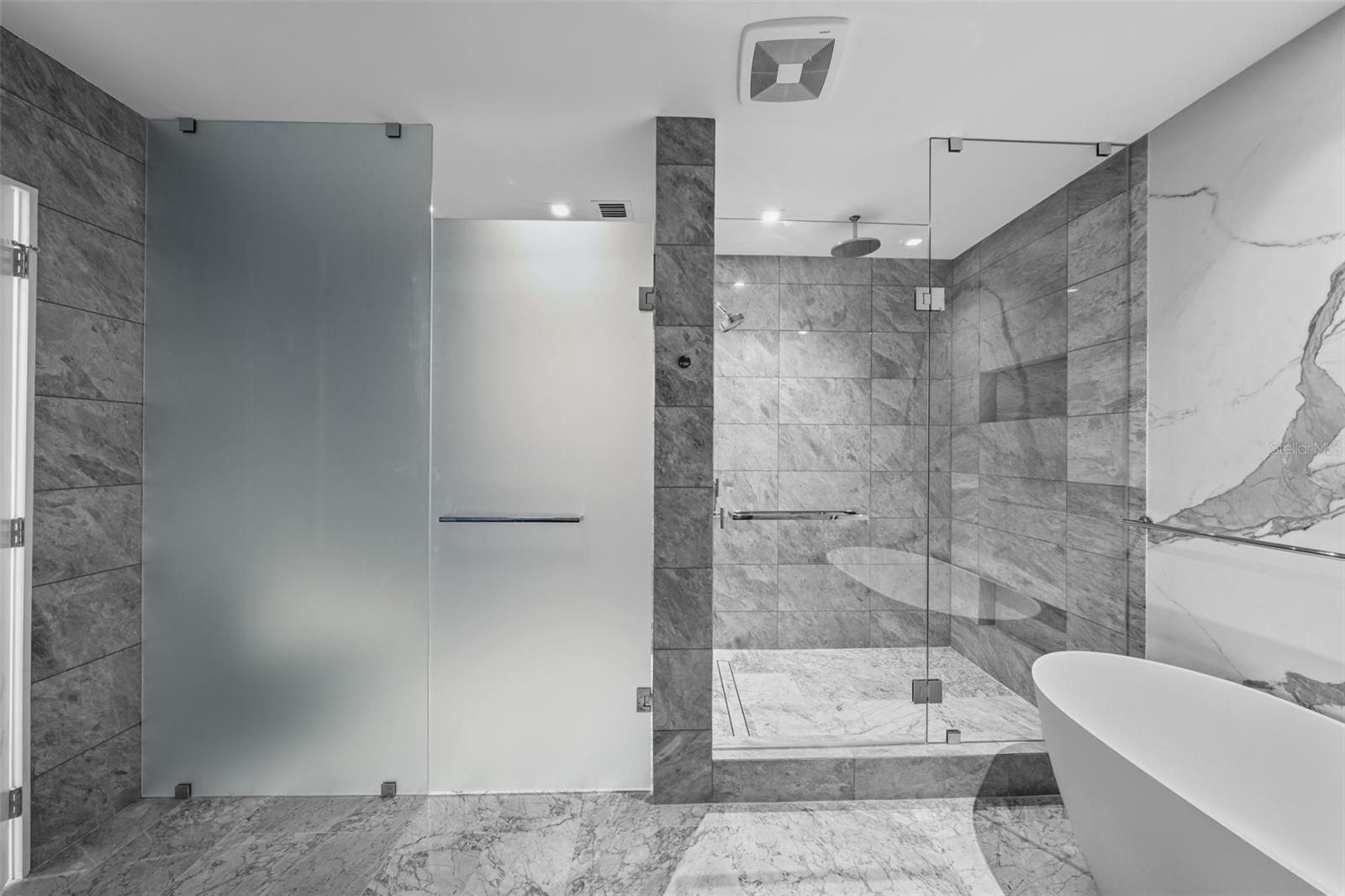 Walk-in shower & private water closet