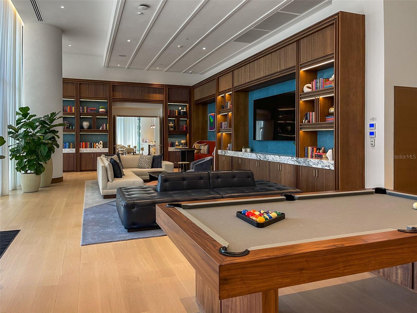 Pool table in rec room