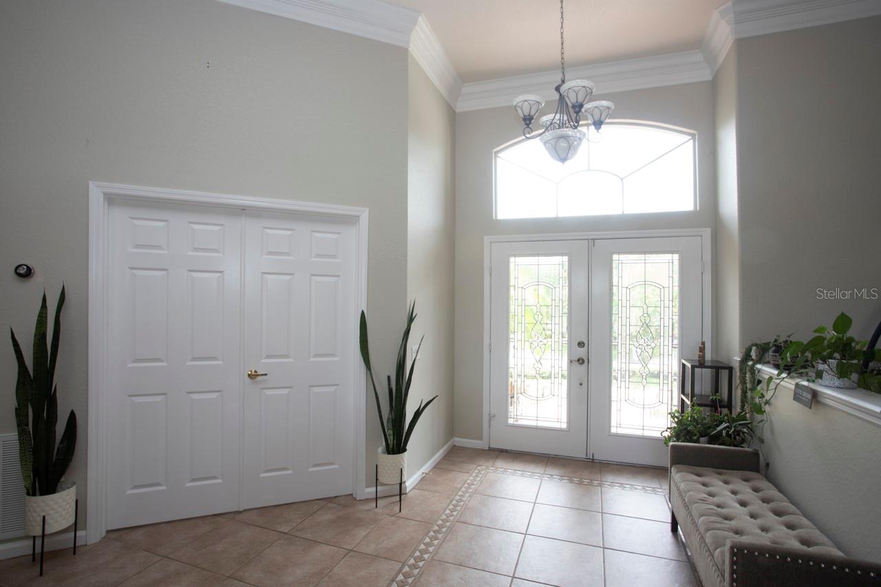 Spacious and airy Foyer, Soaring Ceilings with Crown Moulding