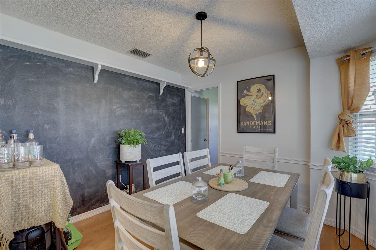 Dining Room with Chalkboard Paint Wall