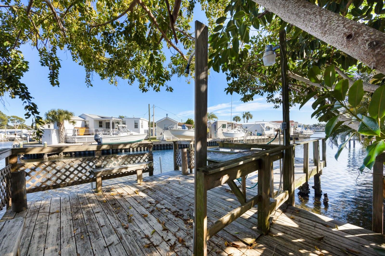 Dock with fish cleaning station