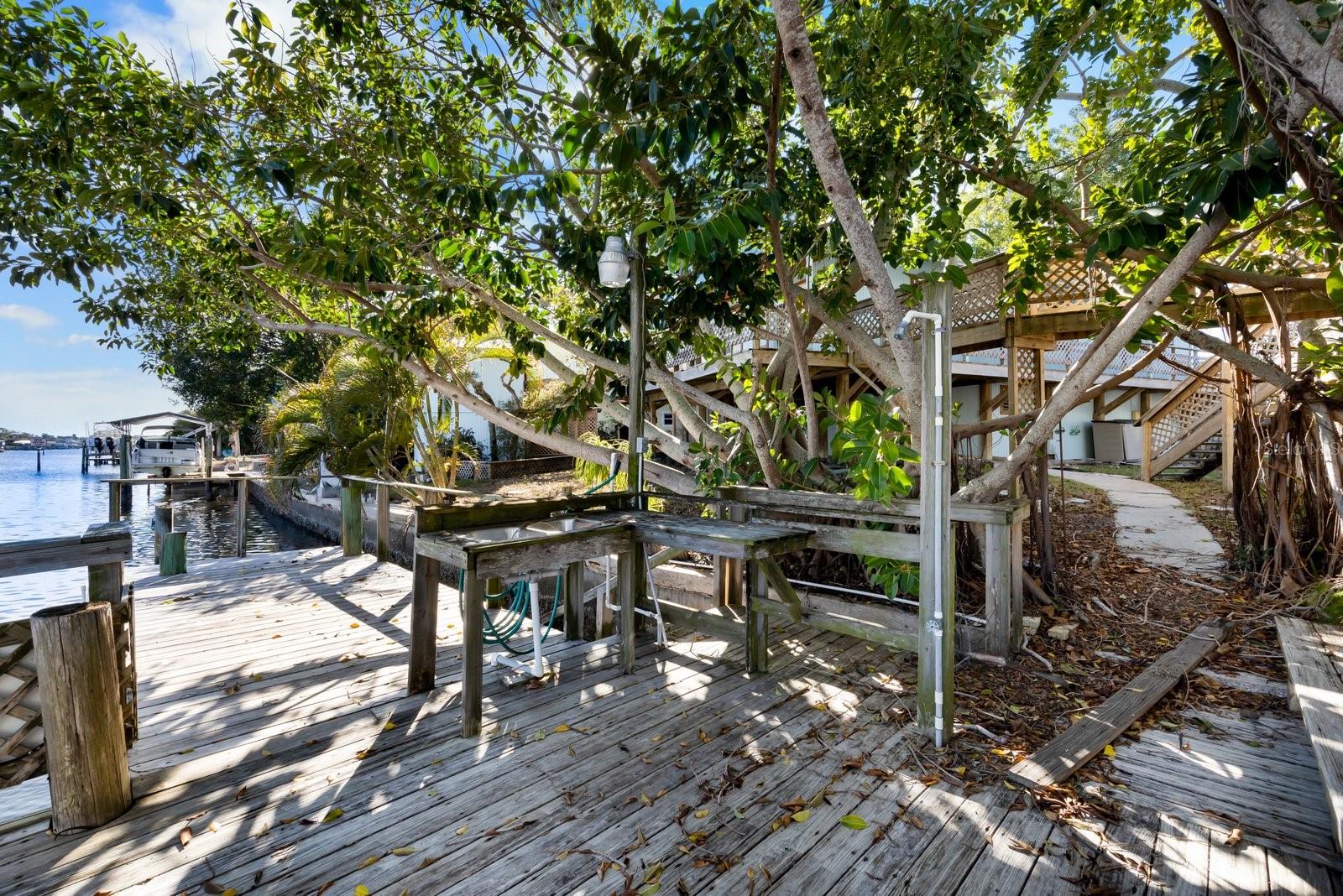 Dock with fish cleaning station