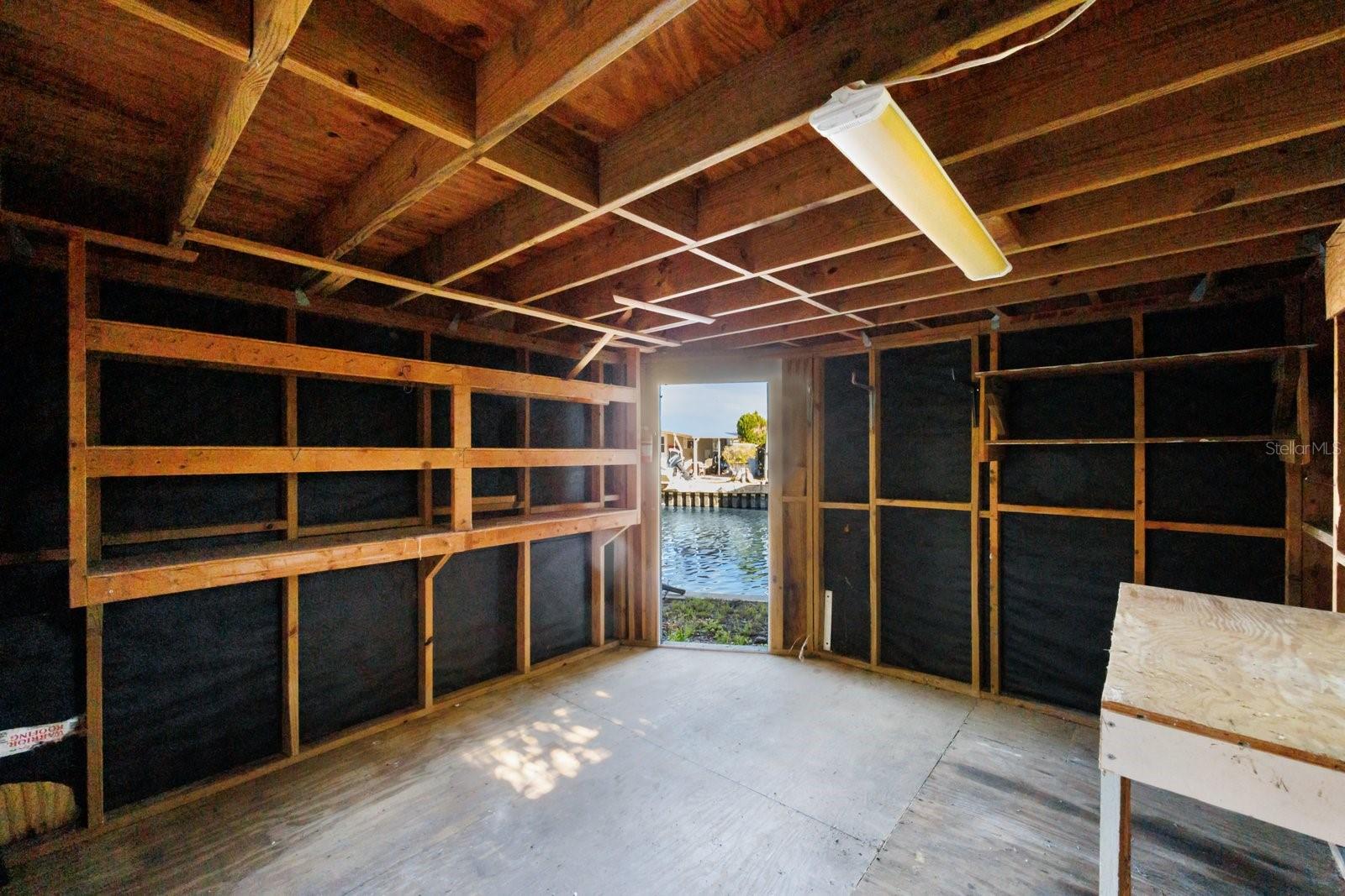 Storage space under Bonus Room- perfect for water toys!