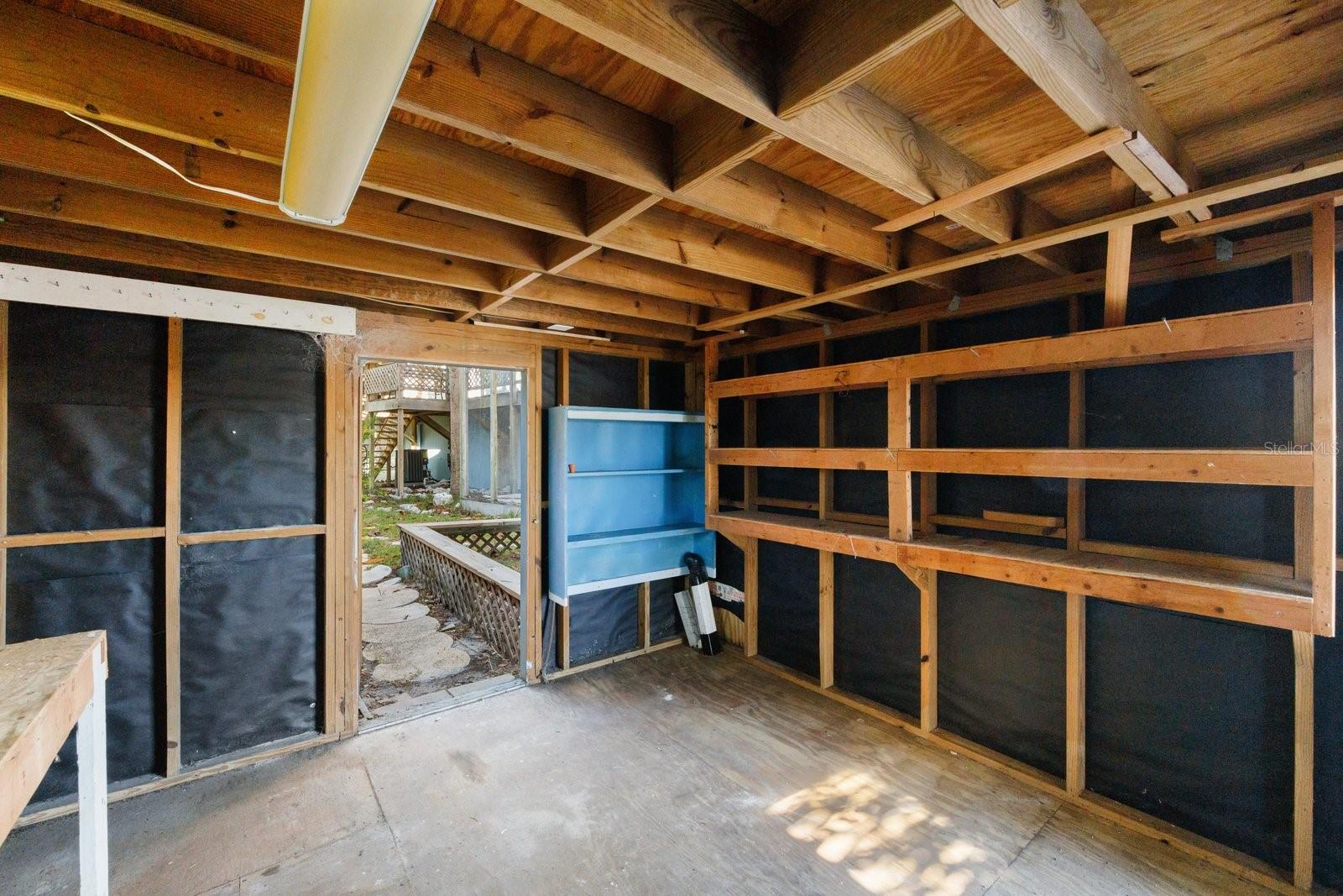 Storage space under Bonus Room- perfect for water toys!