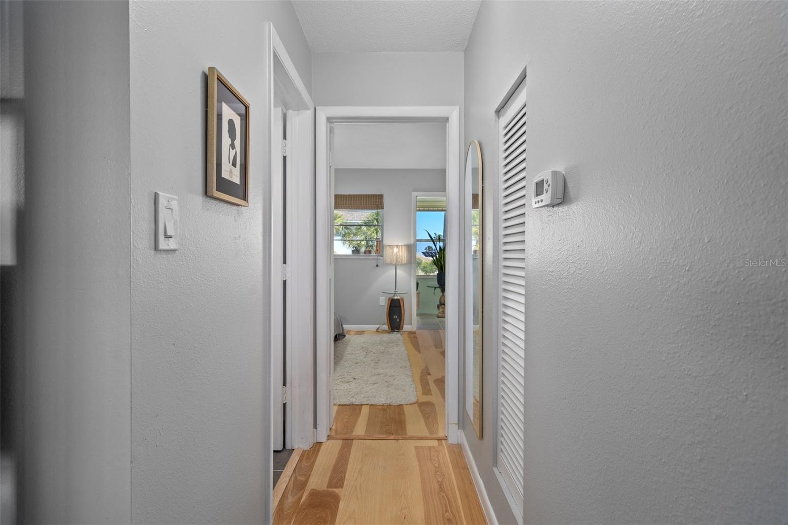 The hallway to the bedroom.