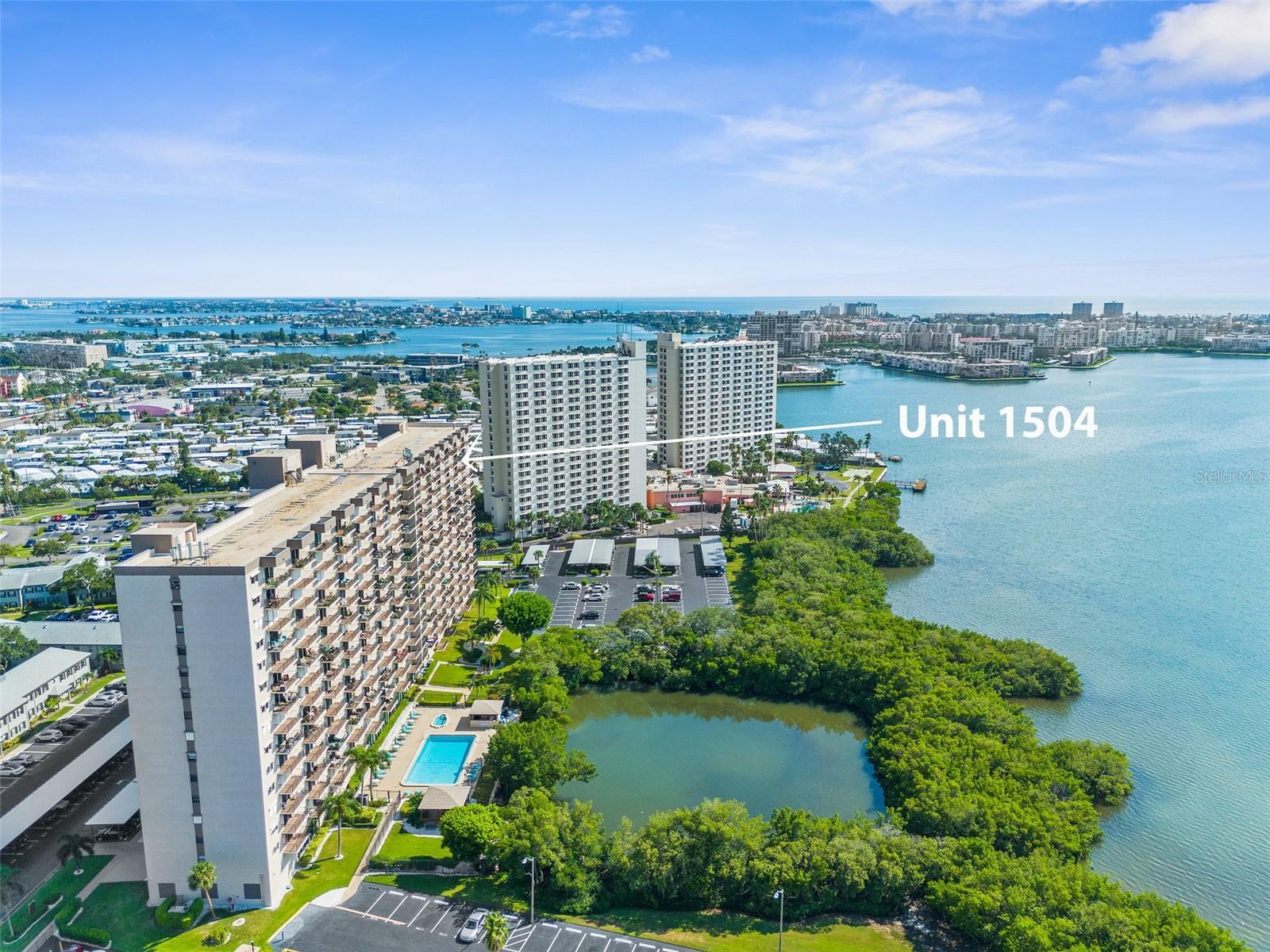 CHATEAU TOWER, Unit 1504 is the second from the top with incredible views of the bay and Gulf of Mexico from every room in the unit!!