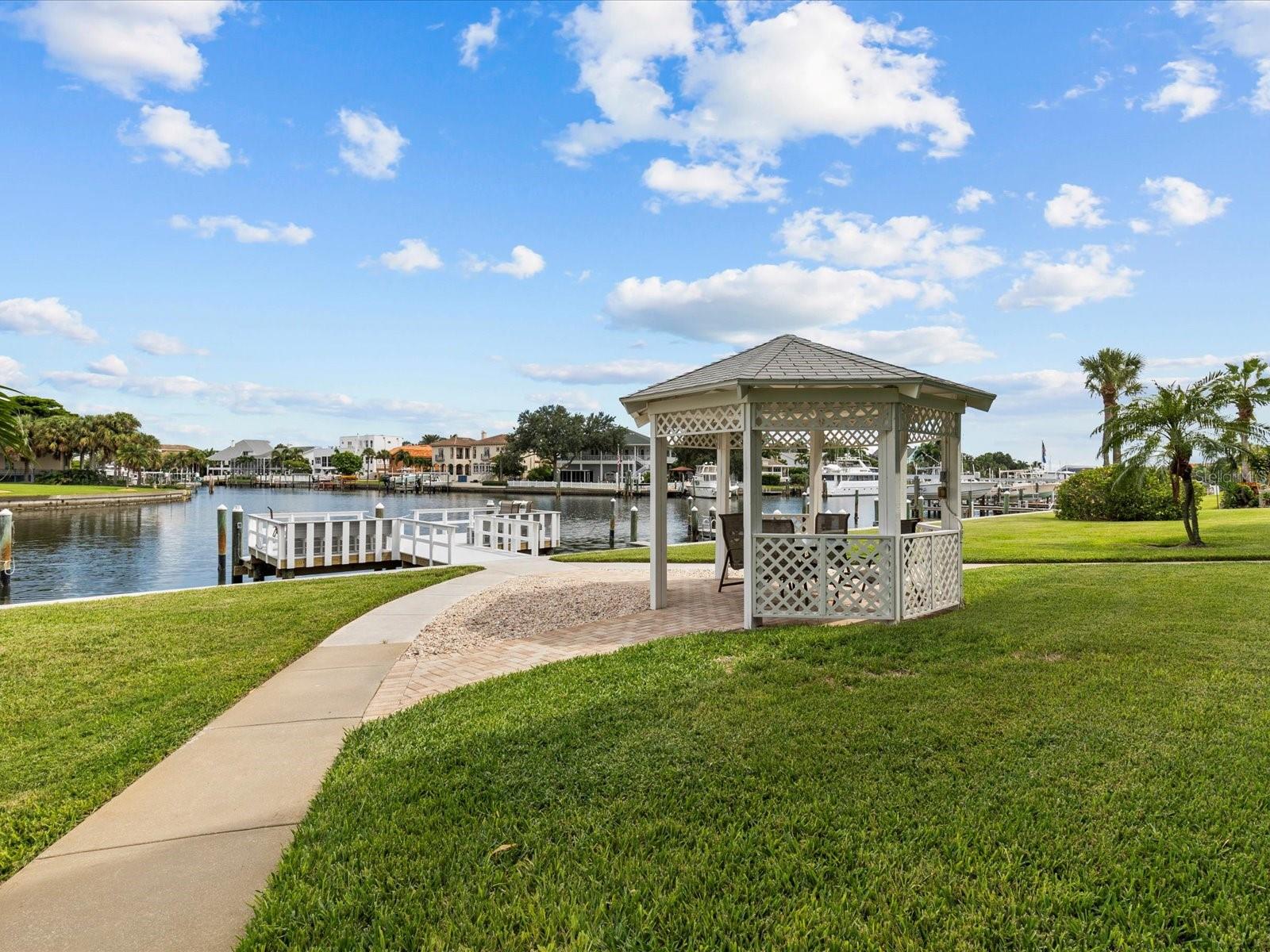 Gazebo located on the water side.