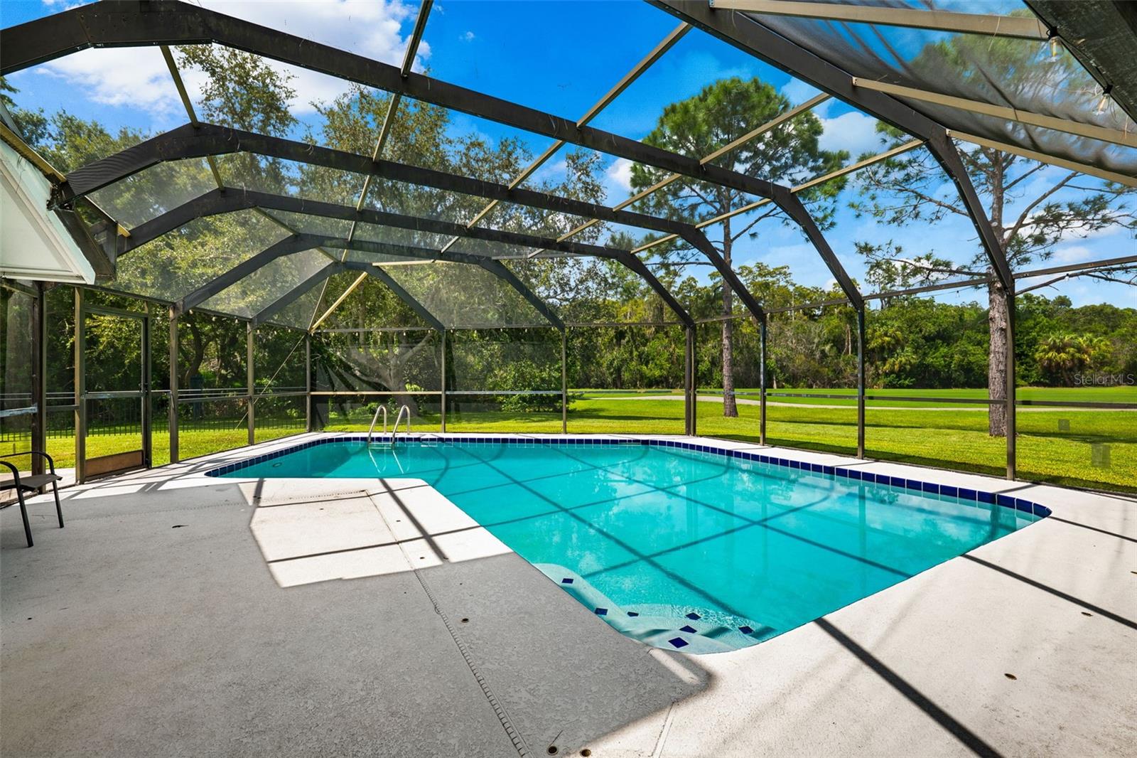 Pool view when exiting the living room