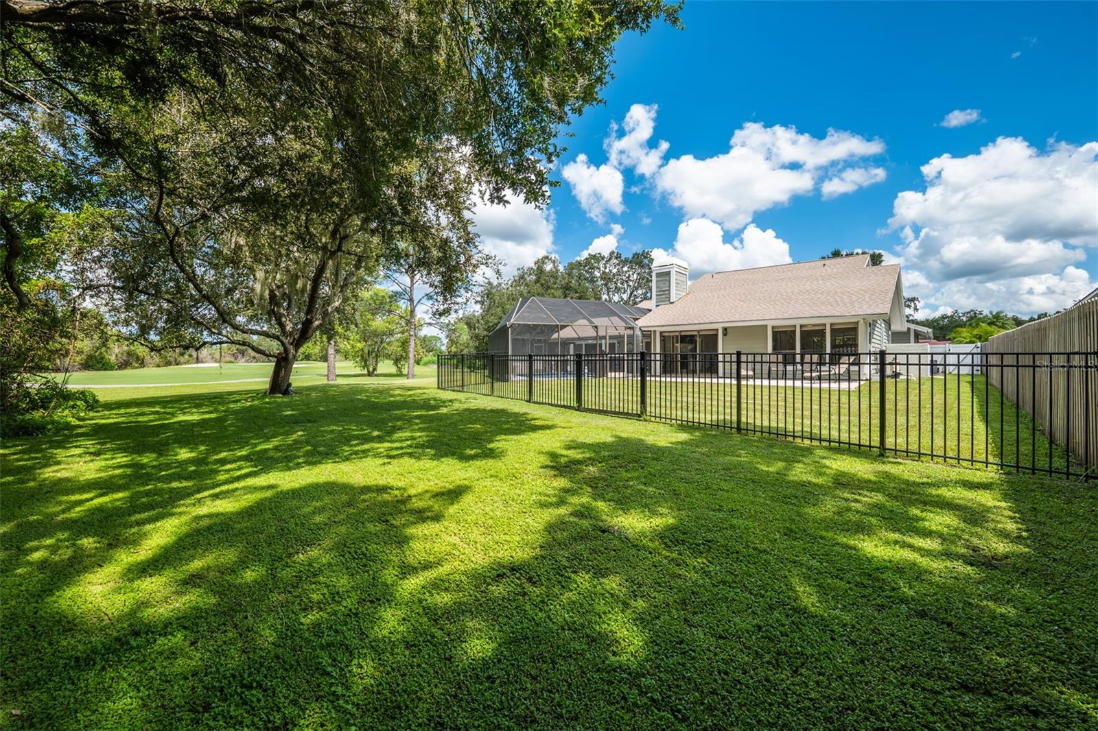 Back Corner of yard facing towards fenced in portion and backyard lanai