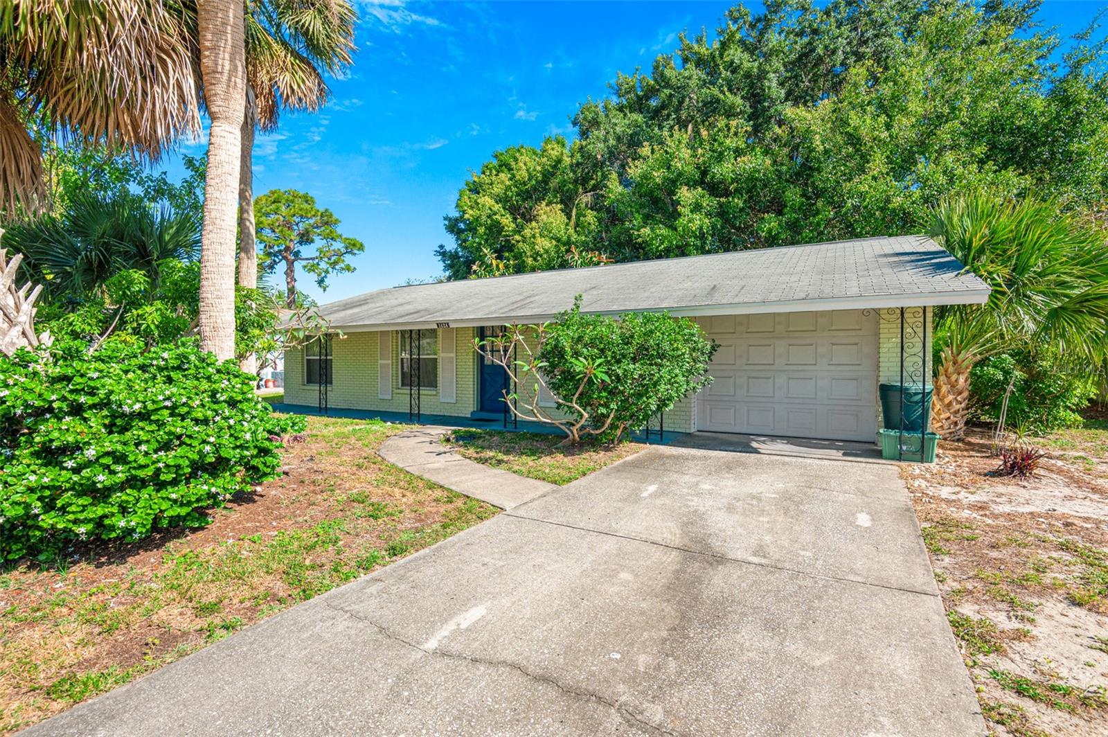 Front of this 3 BR 1 BA 1 Car Garage home located in Tarpon Springs!