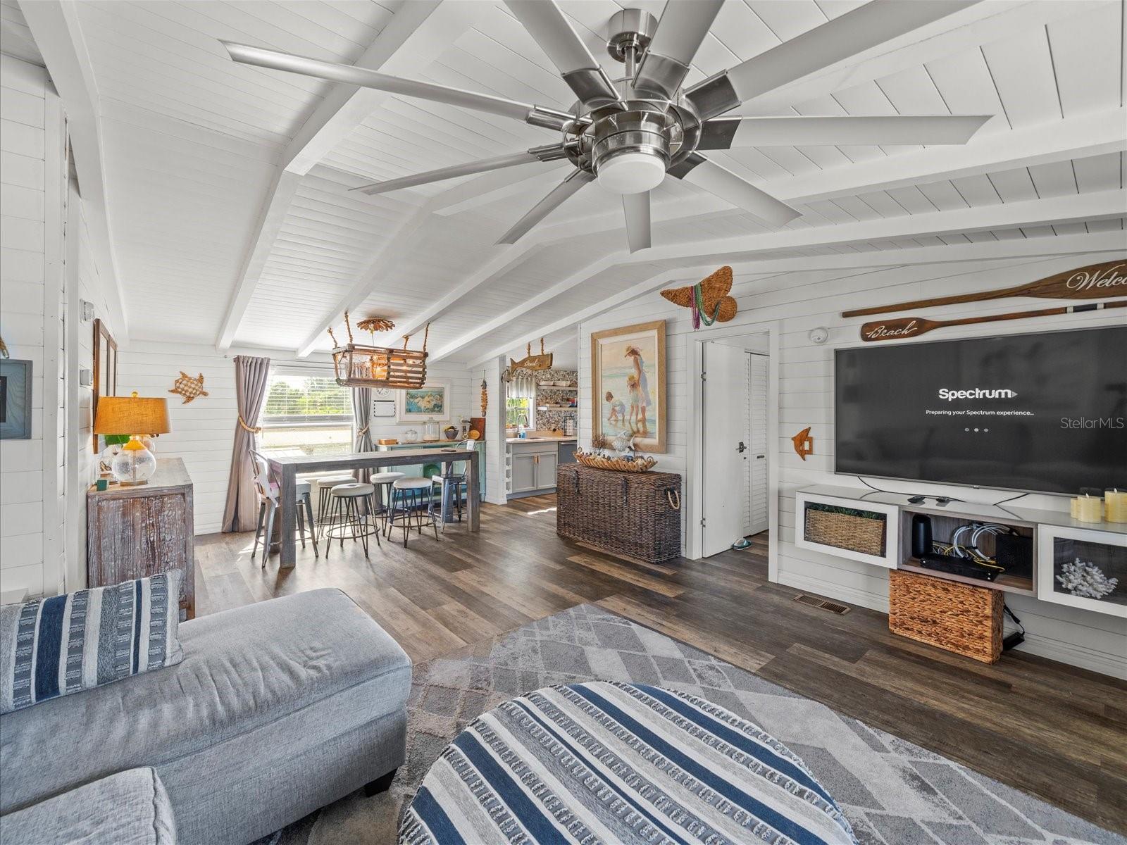 Living Room Open to Dining Area and Kitchen