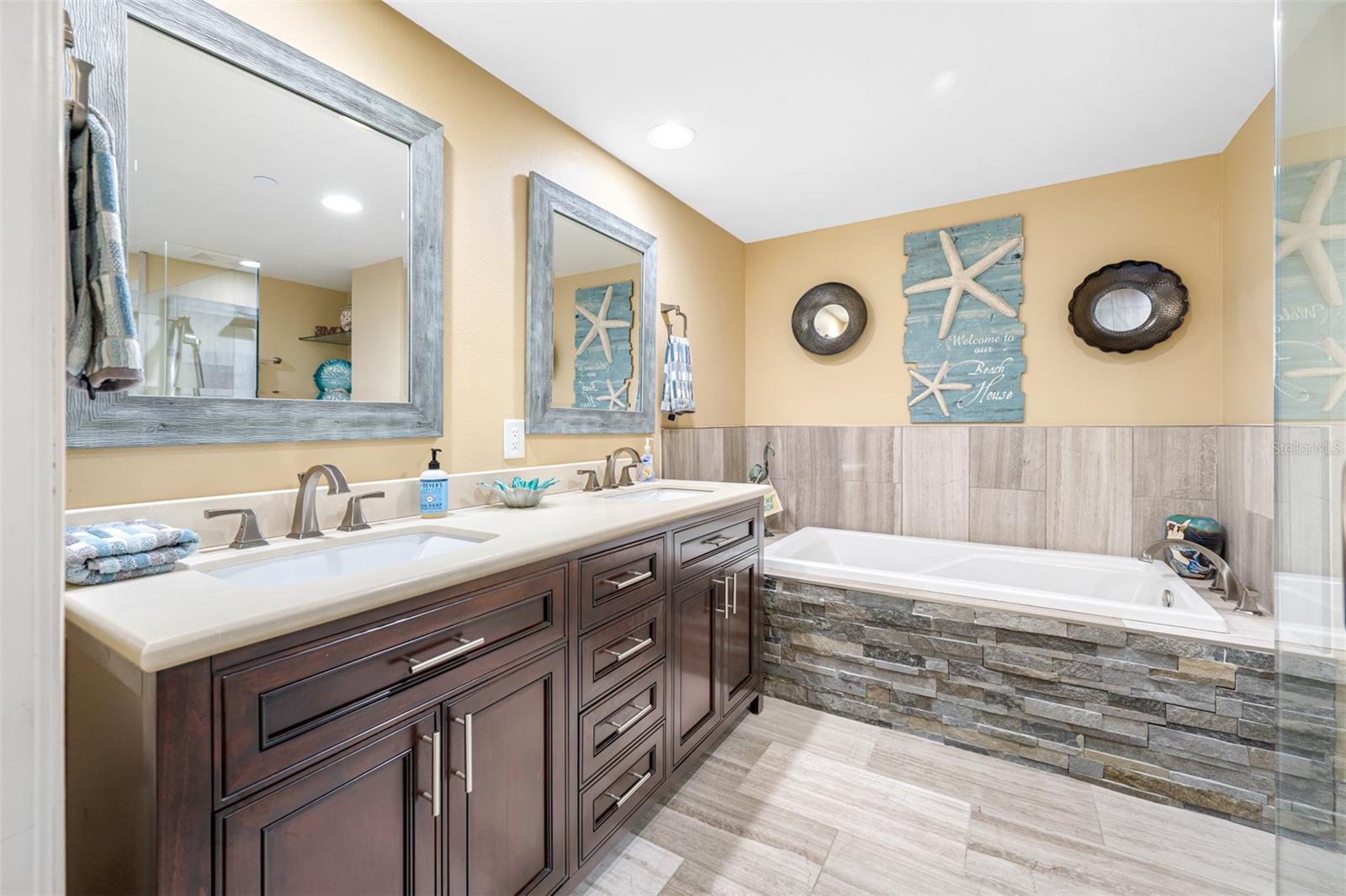 Beautifully renovated master bath with tub and shower!