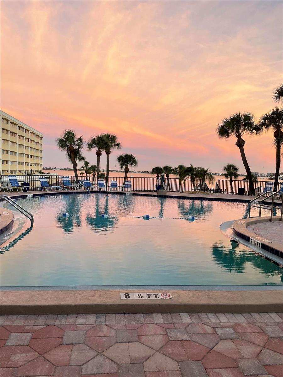 Gorgeous sunrise at pool