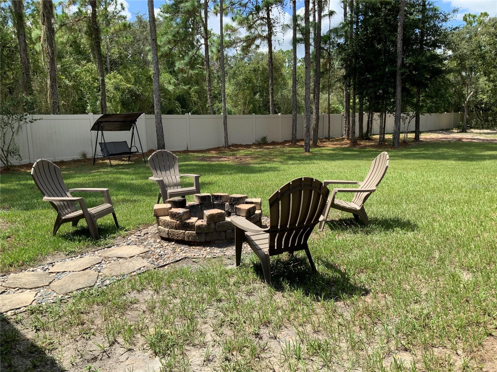 Rear yard with firepit