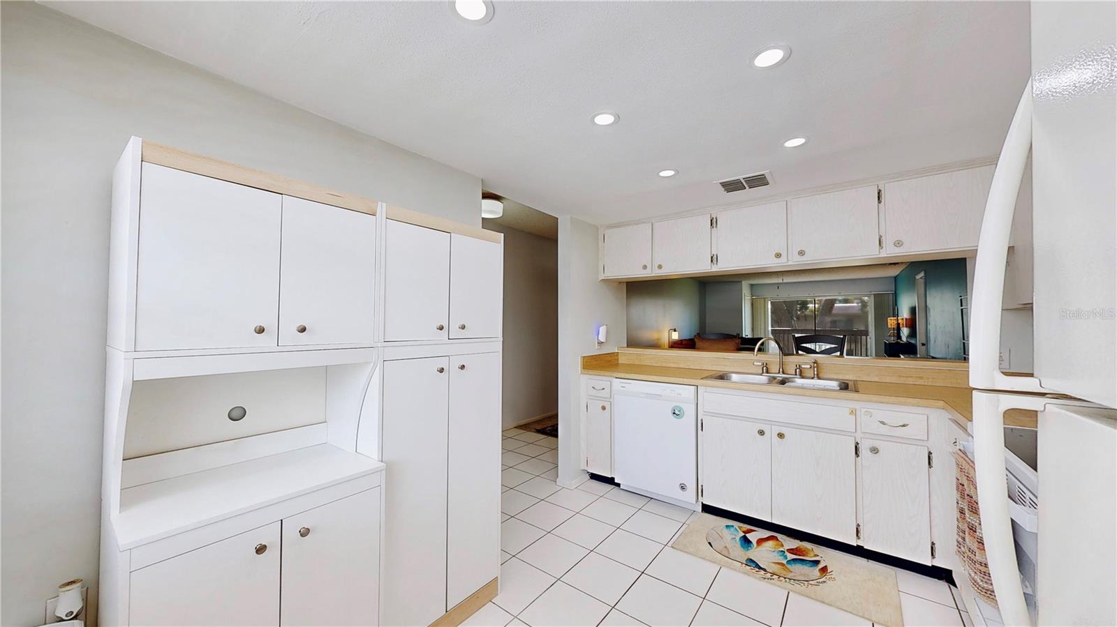 Ample kitchen space with extra storage.