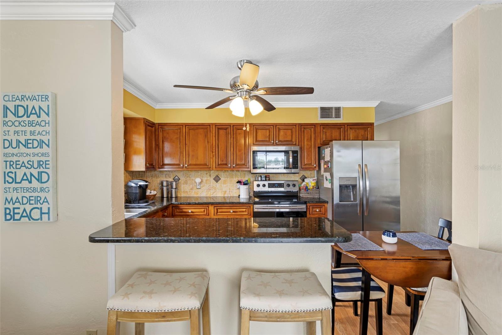 Kitchen is open to the living area.