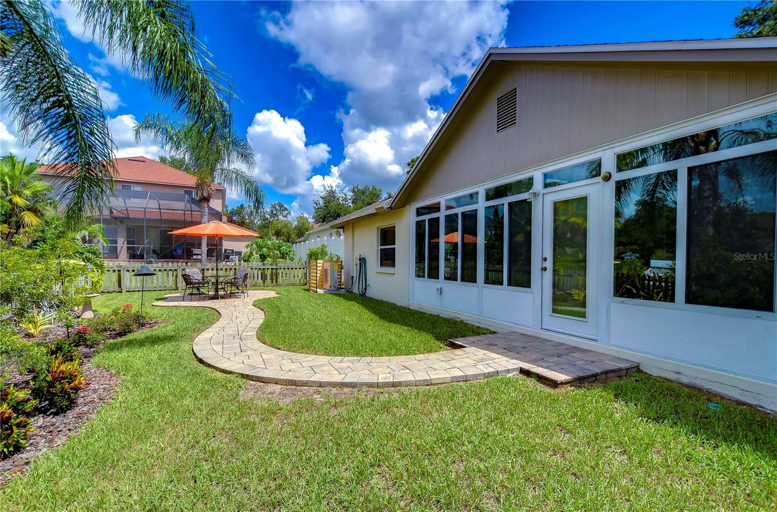 Pavered walkway to an outdoor area!