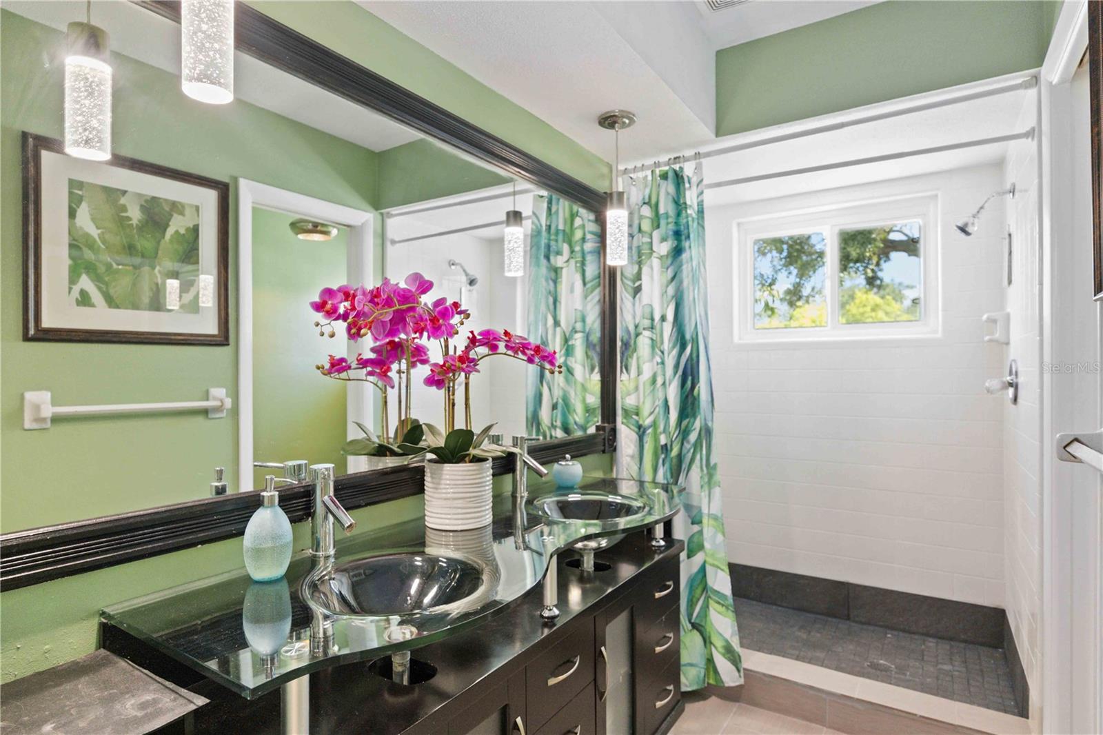 Elegant bathroom with a private stall.