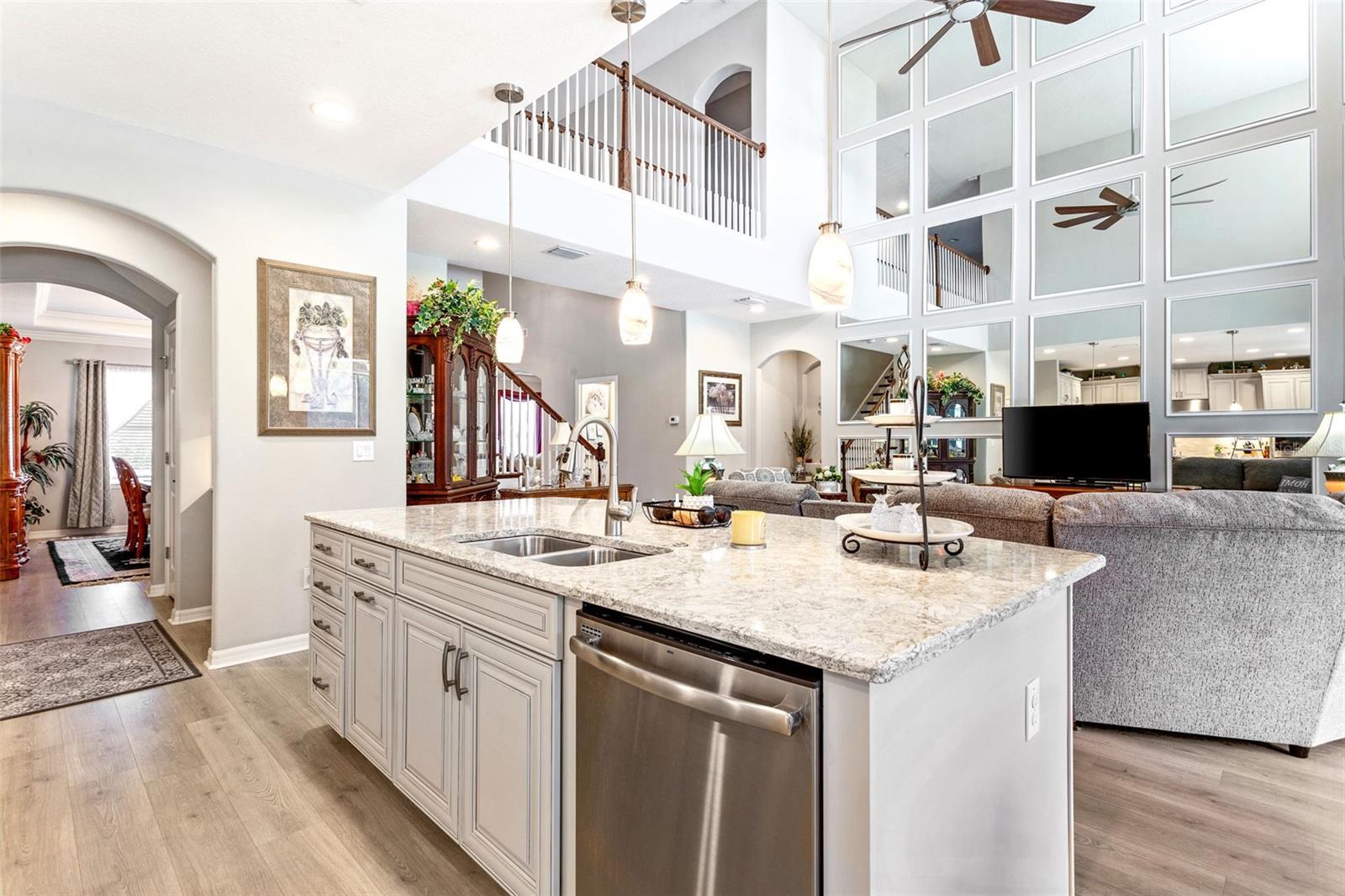 Your view to the living area gives you an open floor plan- an amazing space for entertaining!