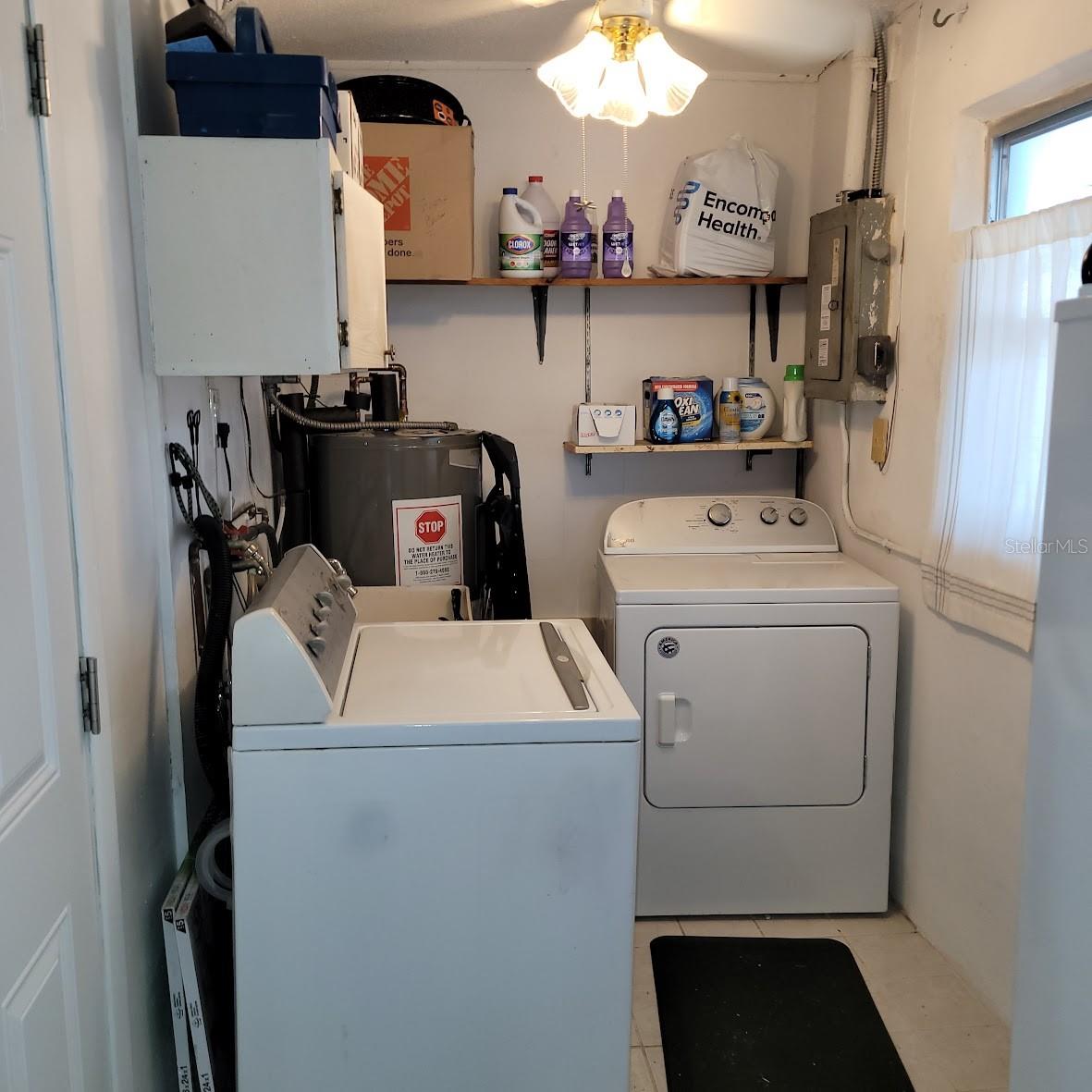 Laundry area in the garage.