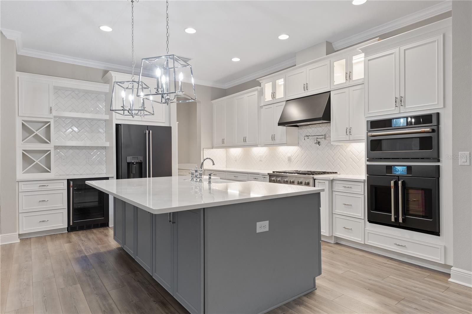 Beverage Bar & Huge Island with extra cabinet storage underneath