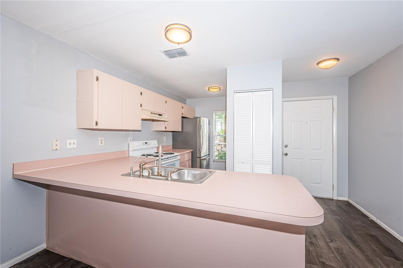 Kitchen and front entry from the dining area