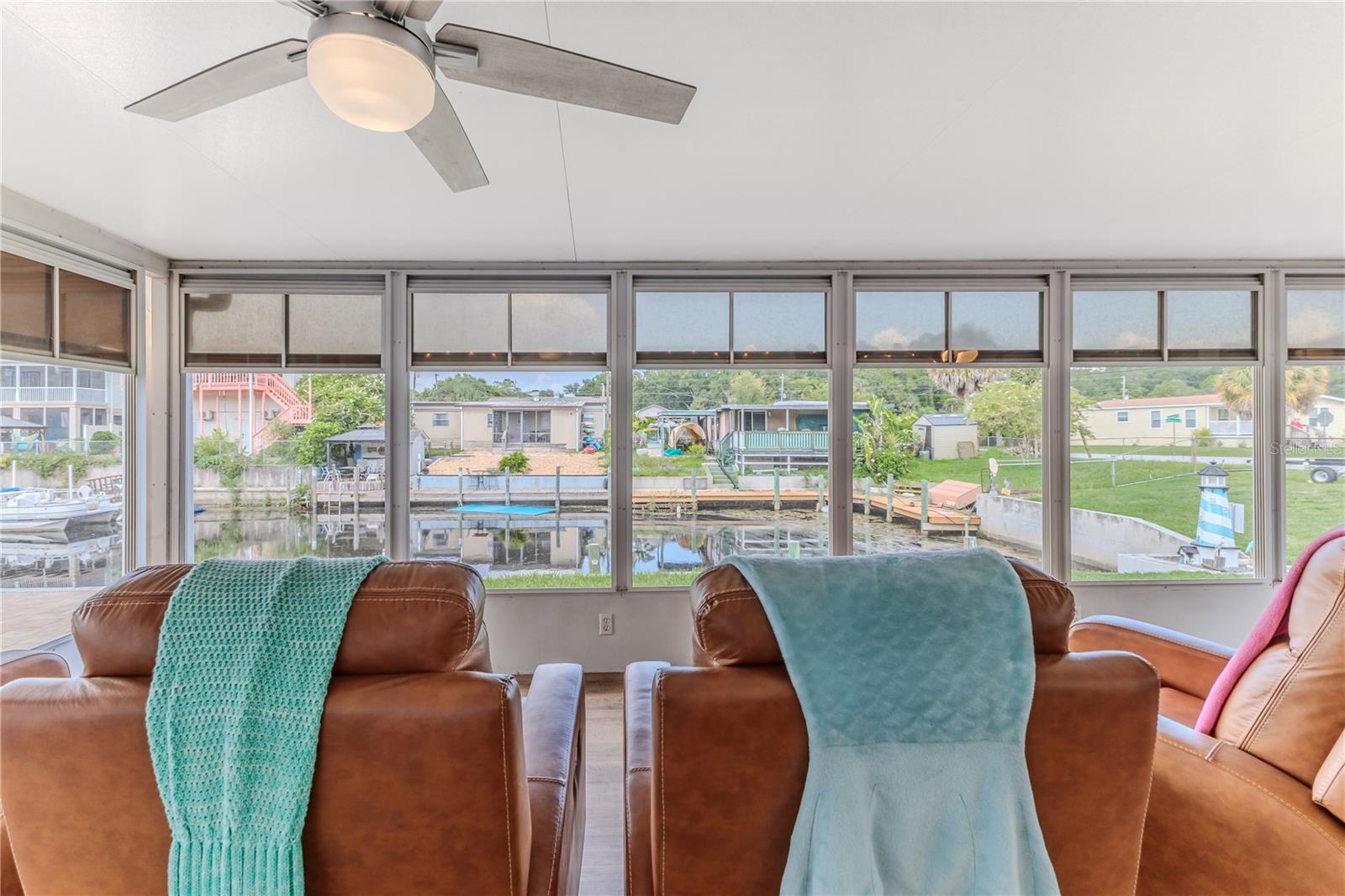 Florida Room with Screened Vinyl Windows overlooking the water