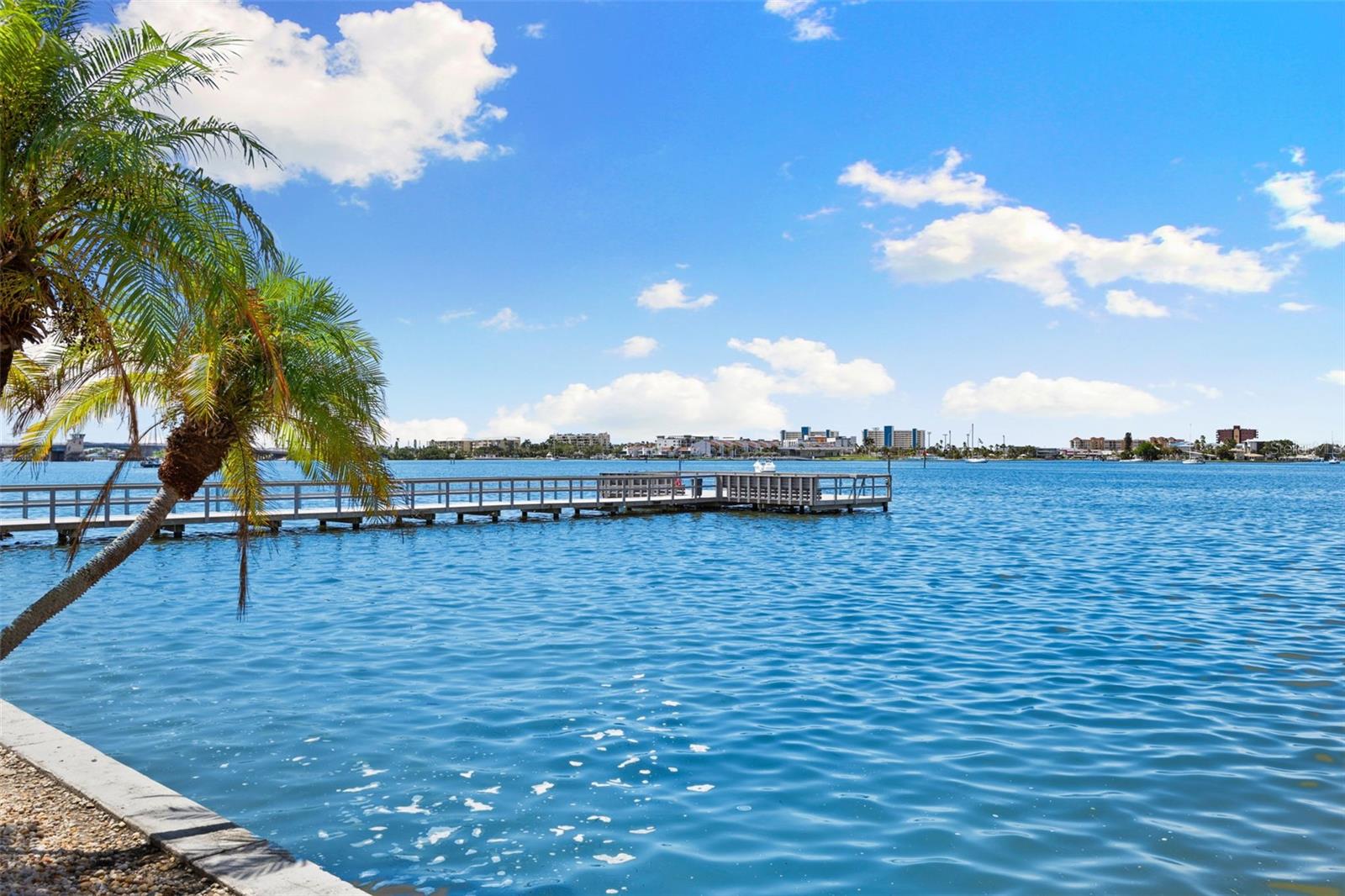 Dock by the waterfront pool