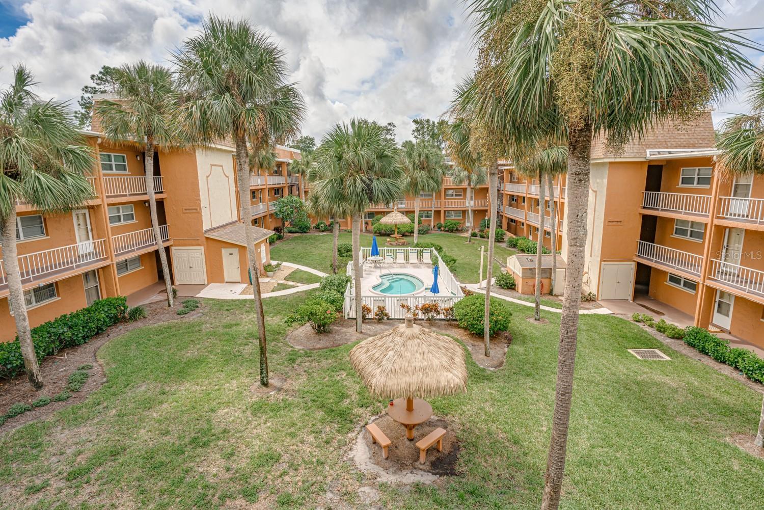 Courtyard  with pool and seating