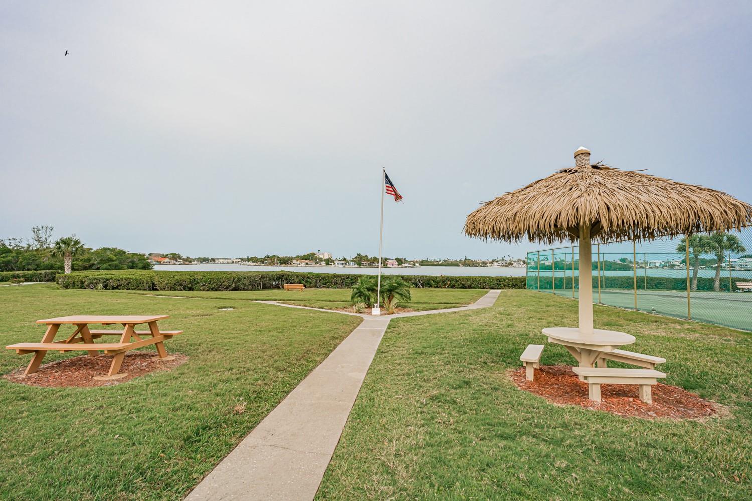 Tennis courts and more seating along the Intracoastal Waterway