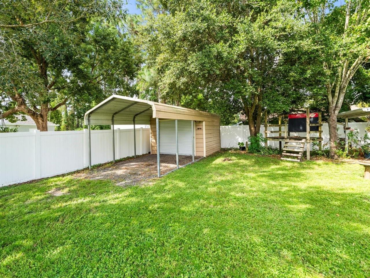 Shed with covered area