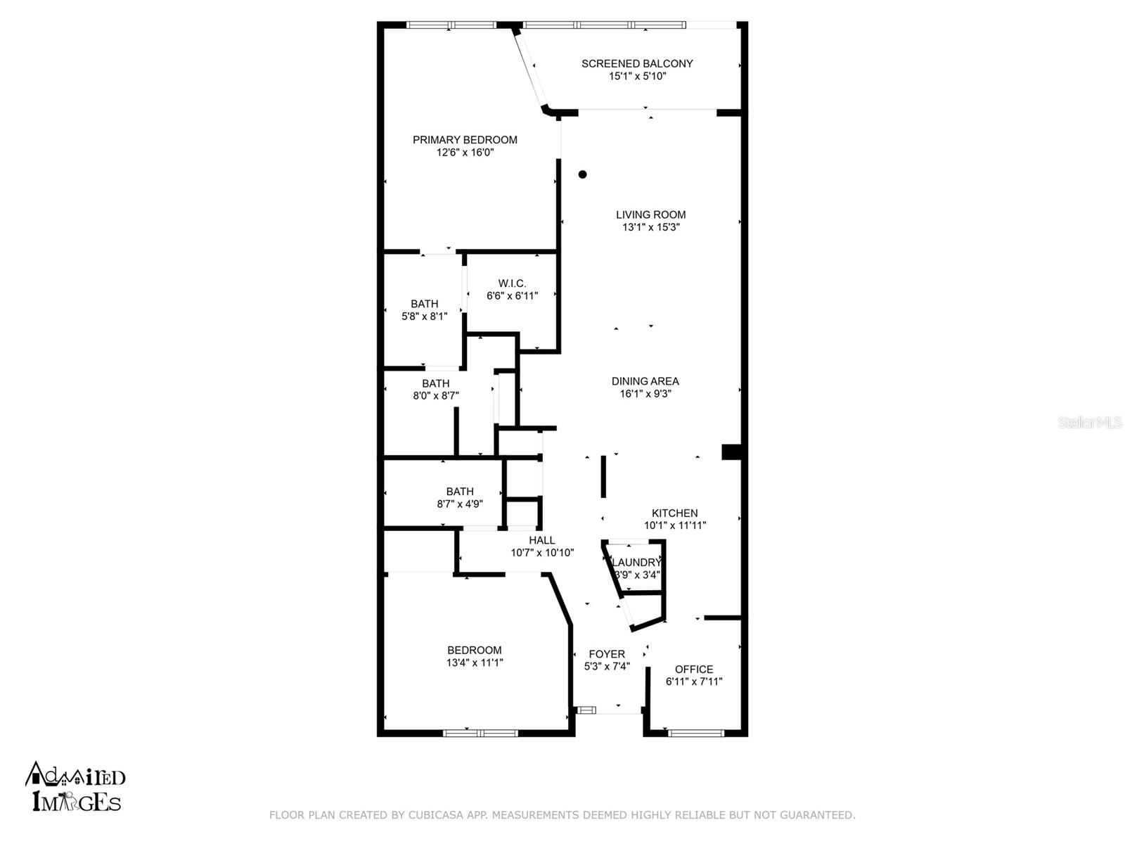 Floor plan with estimated room measurements