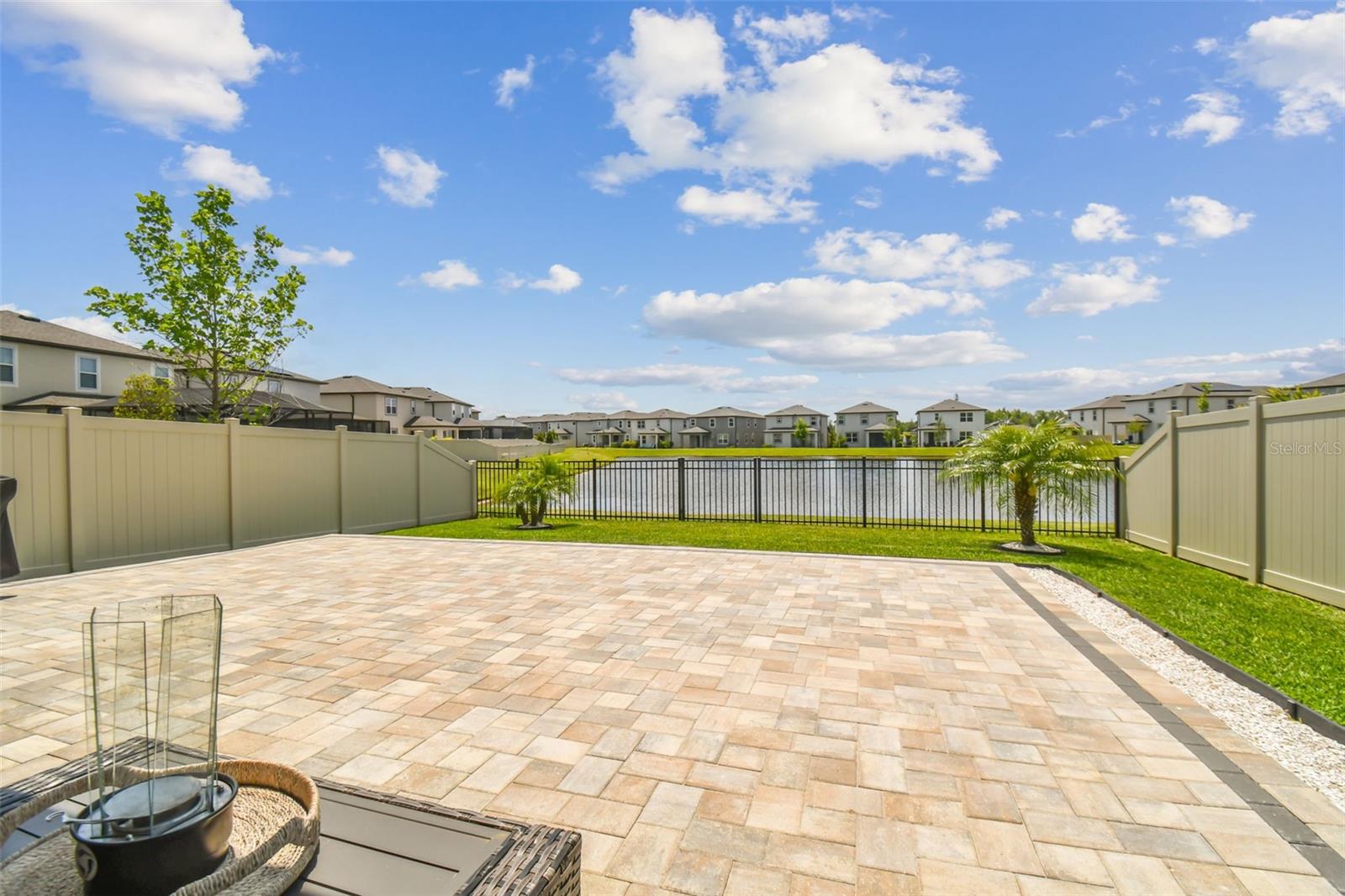 Lake view and fenced yard