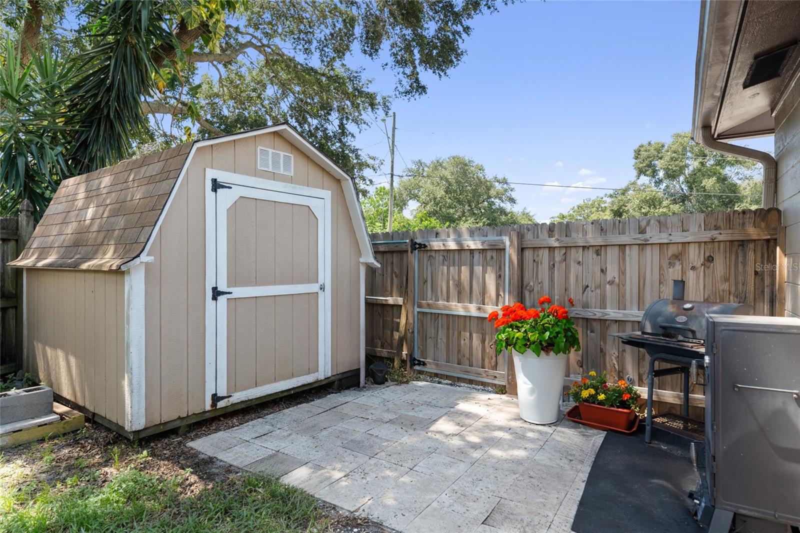 Grilling area and storage shed