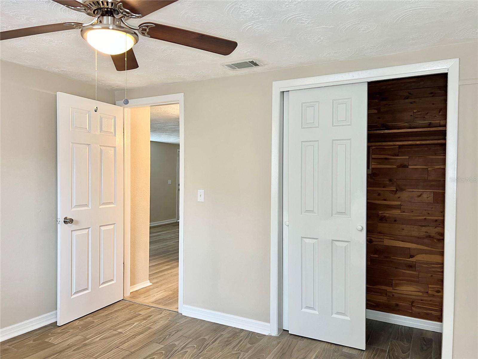 3rd Bedroom - Double Closet and Ceiling Fan