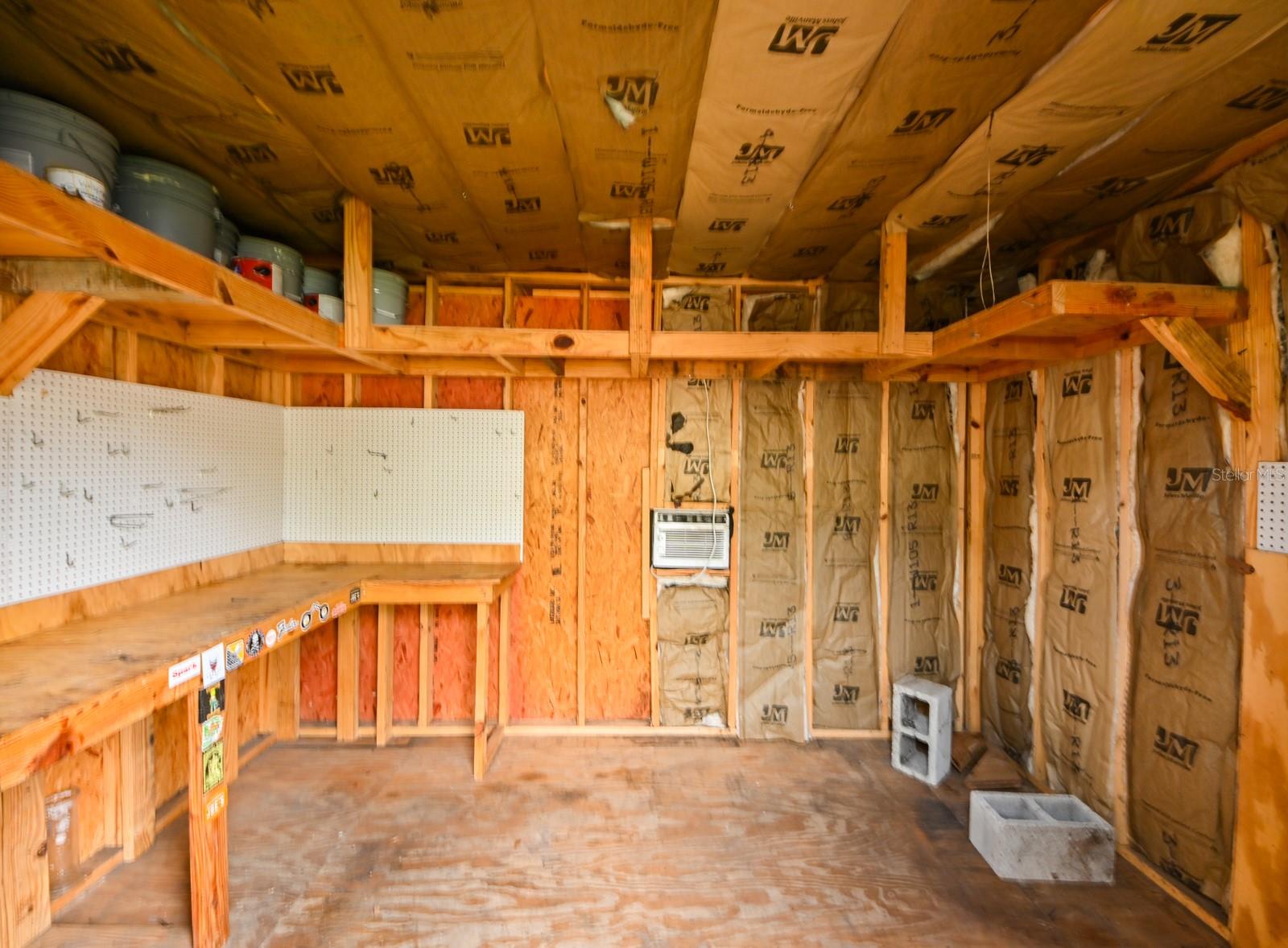 Inside shed