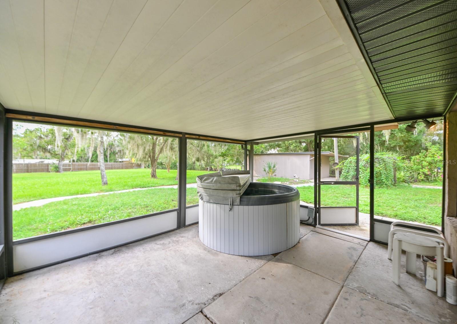 Side Porch with hot tub