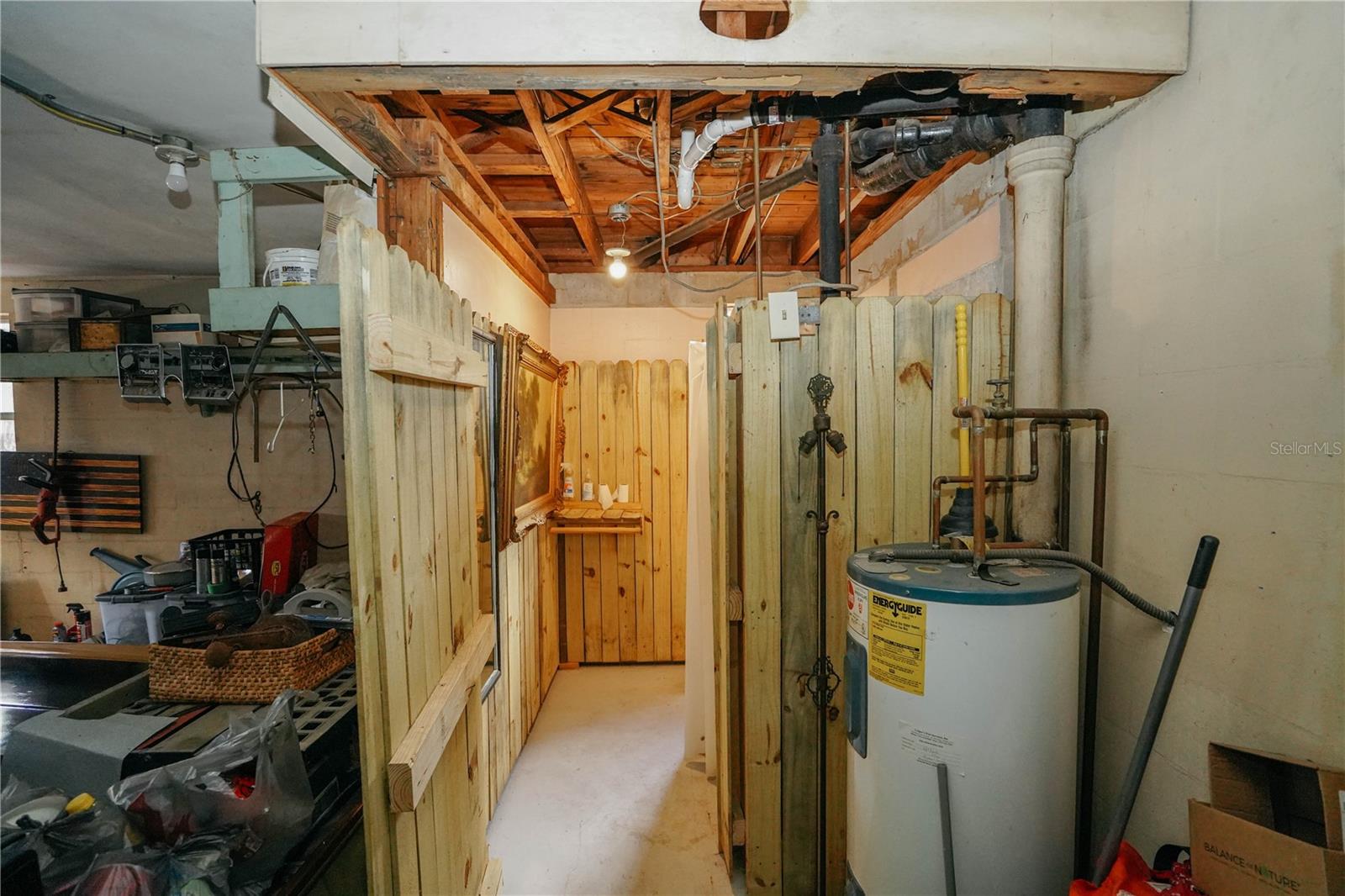 entrance to half bath in garage