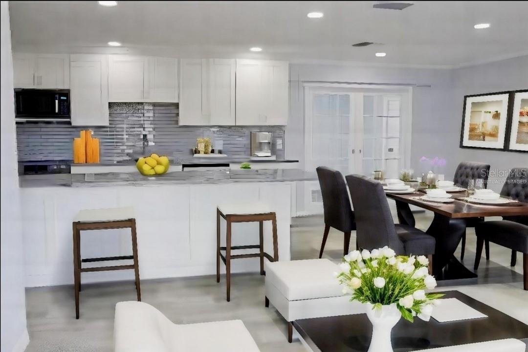 virtually  staged KITCHEN AND DINING ROOM