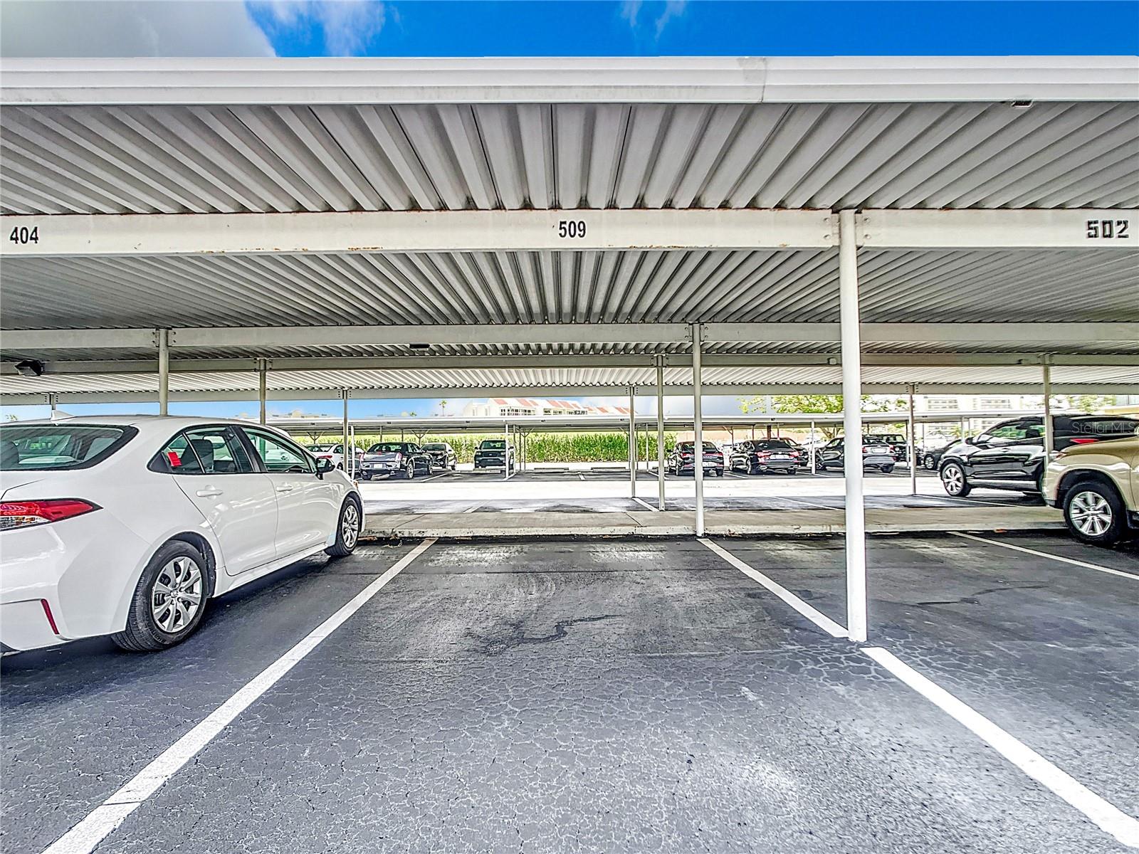 This is a closer look at the assigned carport for this unit.