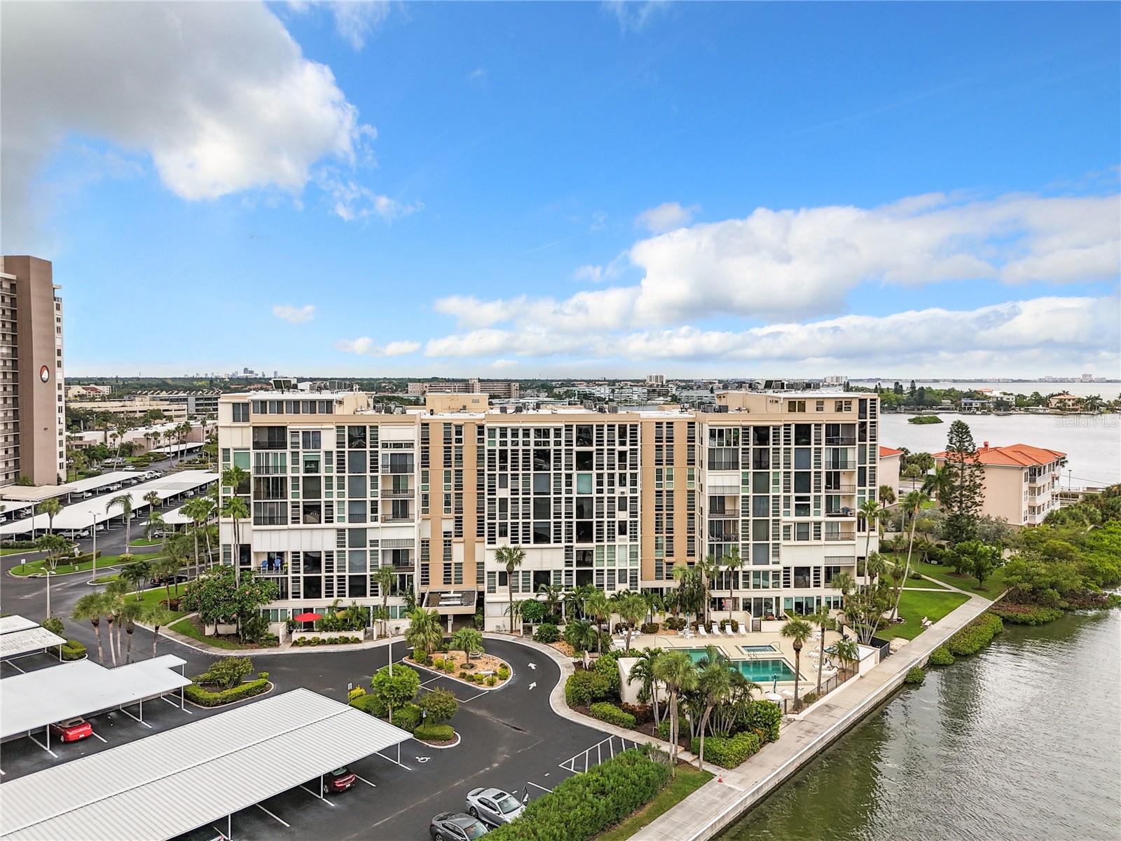 Aerial front view of the Ambassador building