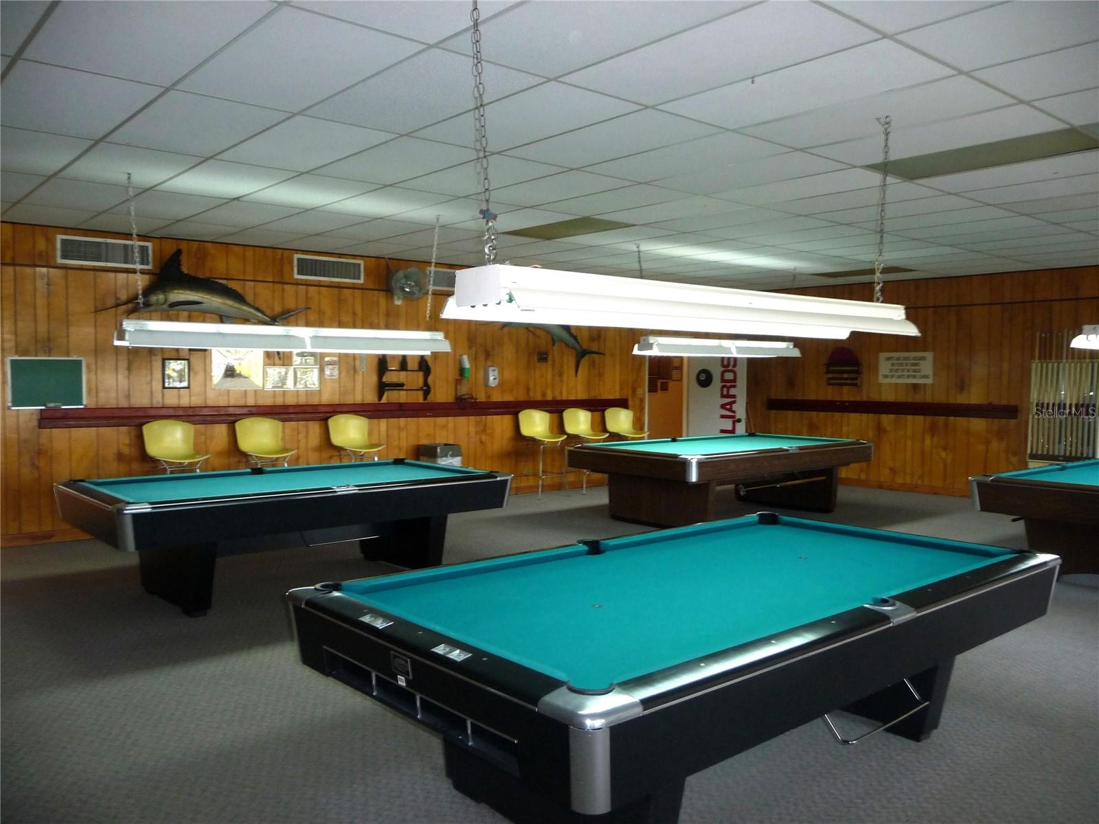 There is a billiard room in the clubhouse at Bay Islands