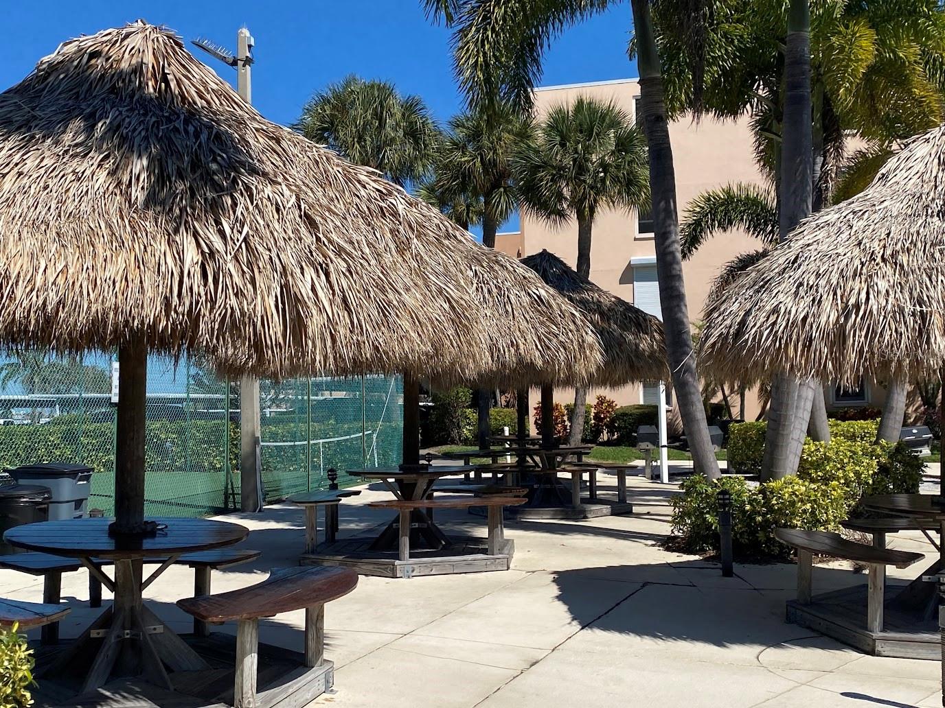 This is a closer look at the Tiki huts between the Admiral building and the clubhouse.