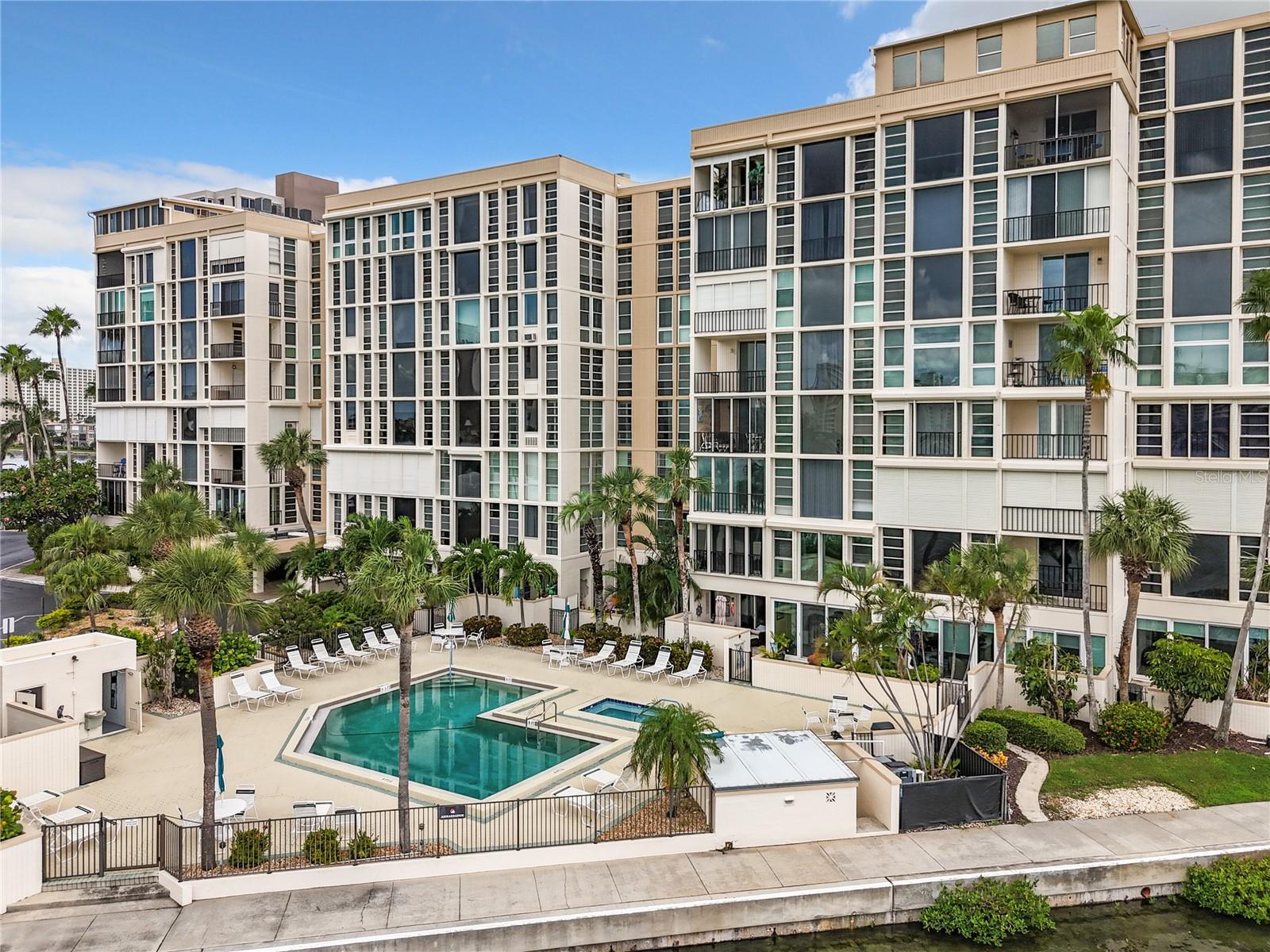 Close look at the relaxing pool located right in front of the Ambassador building